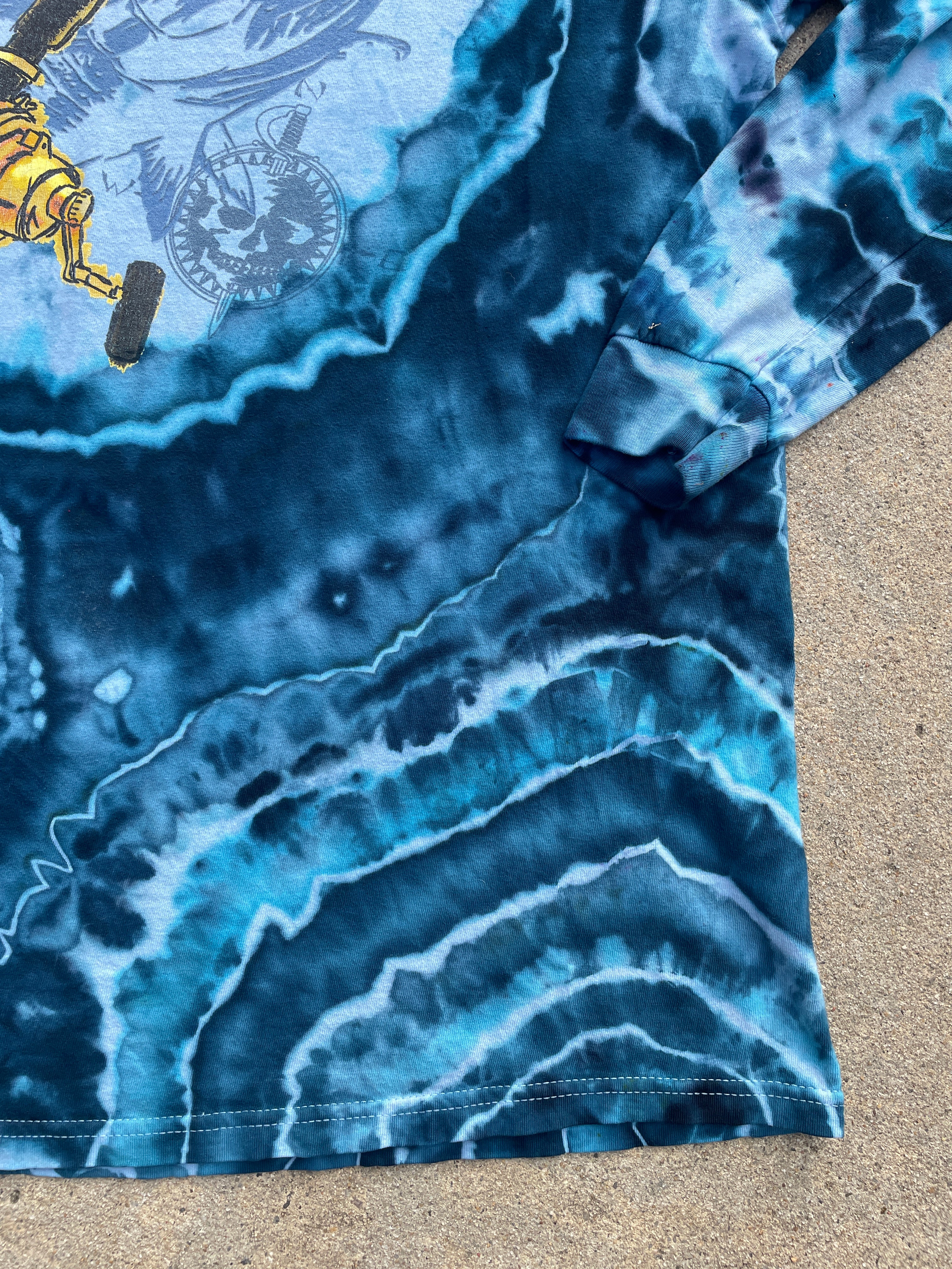 Salt Life Shut Up and Reel Blue Geode Long Sleeve Tie Dye T-Shirt | Men's XL