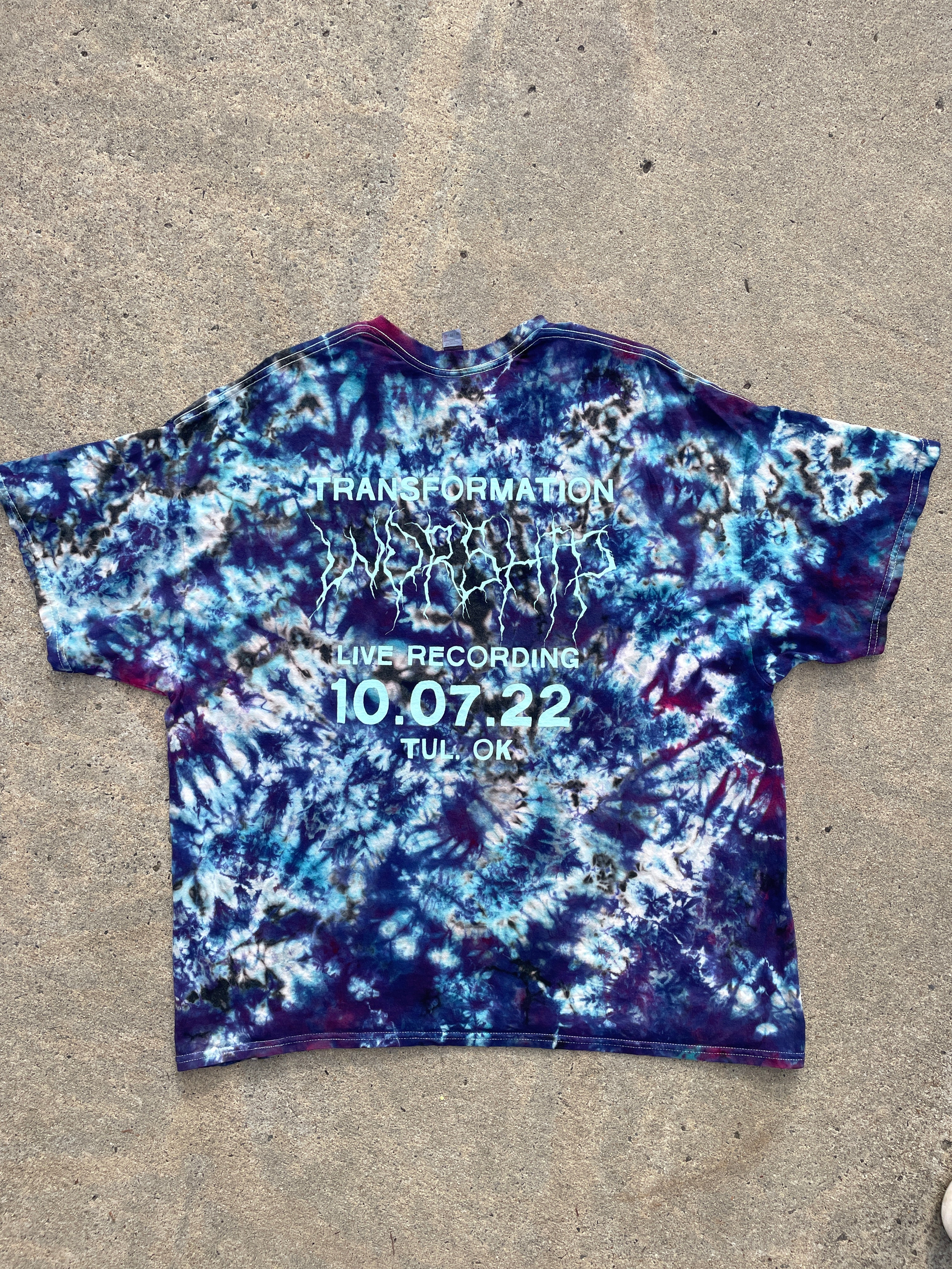 Lightning Eagle Blue and Black Short Sleeve Bleach Dyed T-Shirt | Men's 2XL