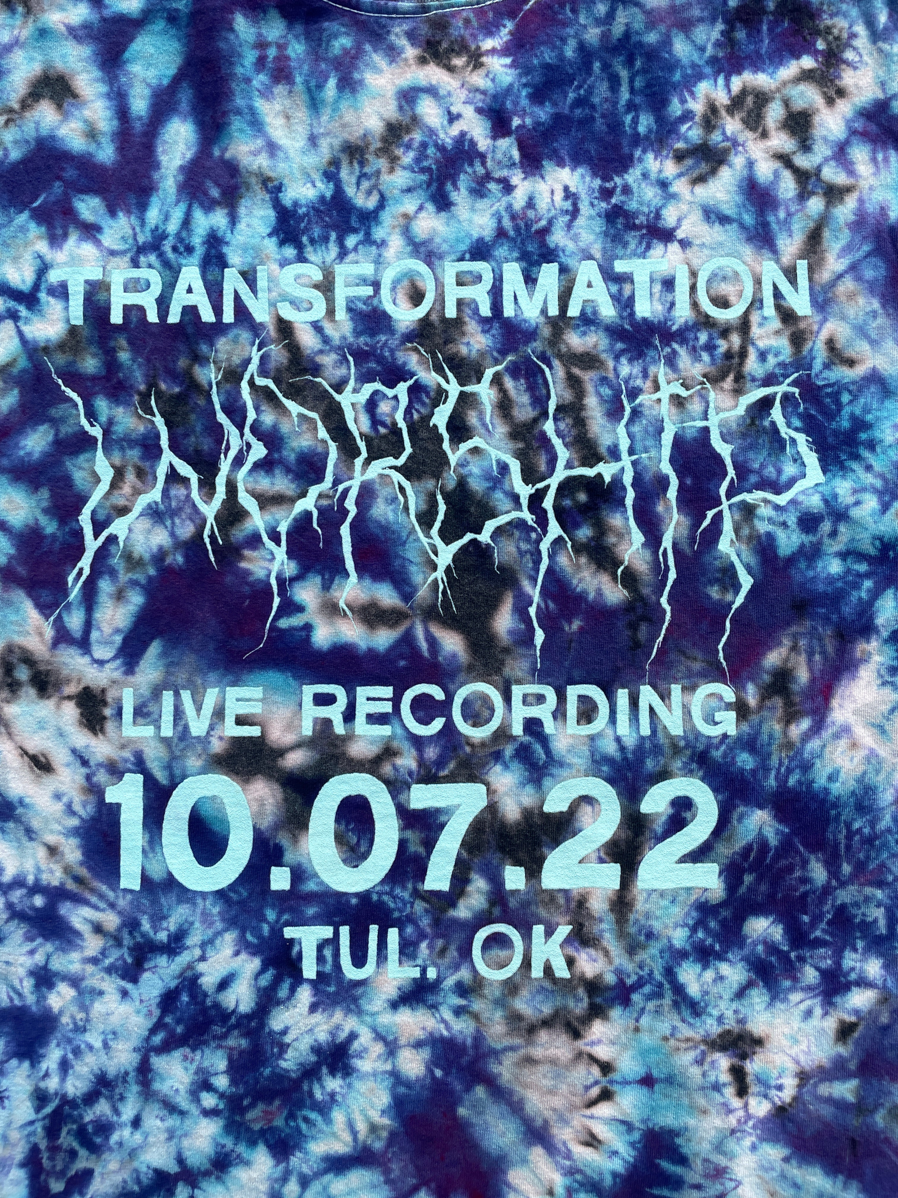 Lightning Eagle Blue and Black Short Sleeve Bleach Dyed T-Shirt | Men's 2XL