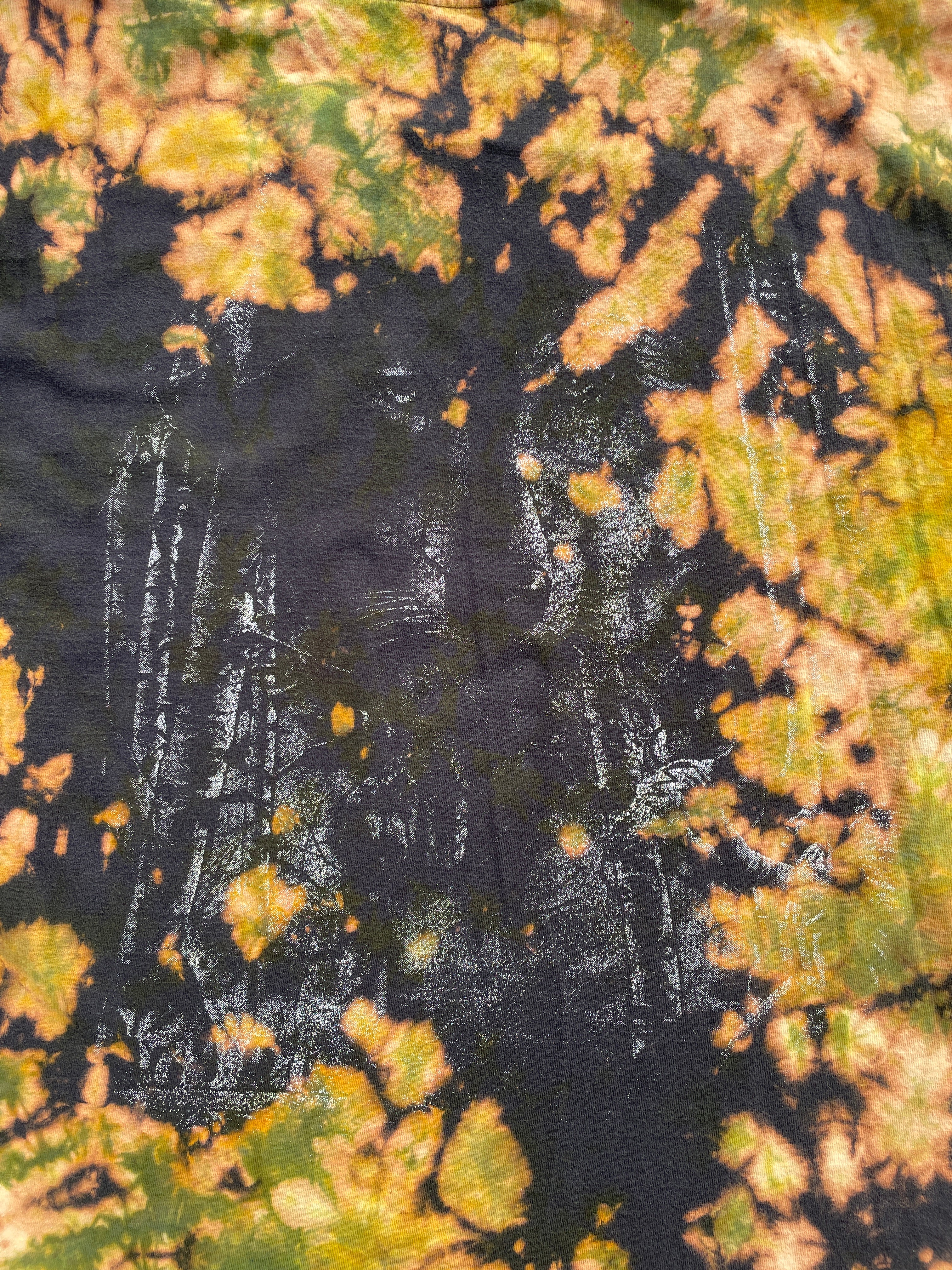 Wolf Pack Black and Green Short Sleeve Bleach Dyed T-Shirt | Men's XL