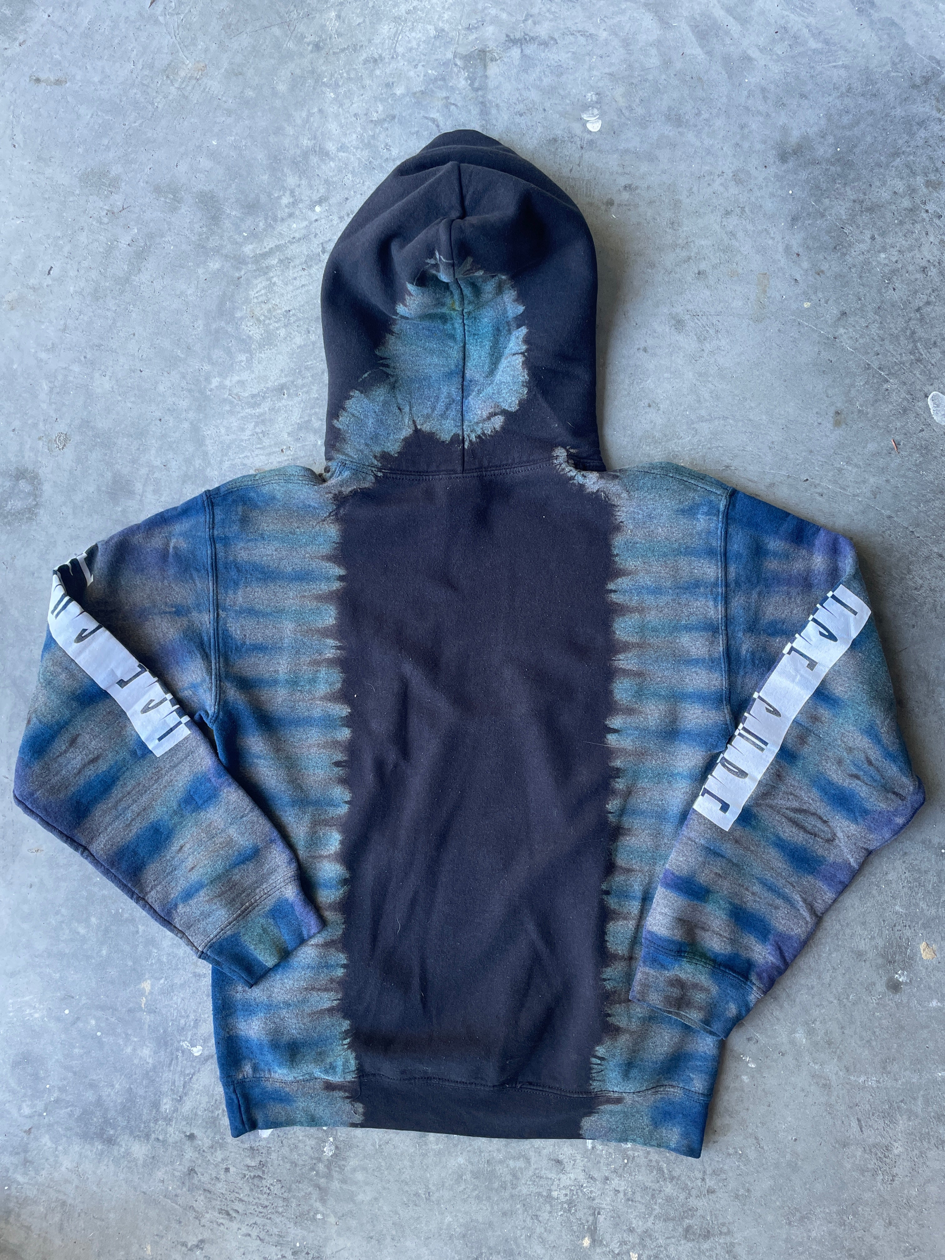 Ice Cube Reverse Tie Dye Hoodie | One-of-a-Kind Black and Blue Sweatshirt | Men's Small