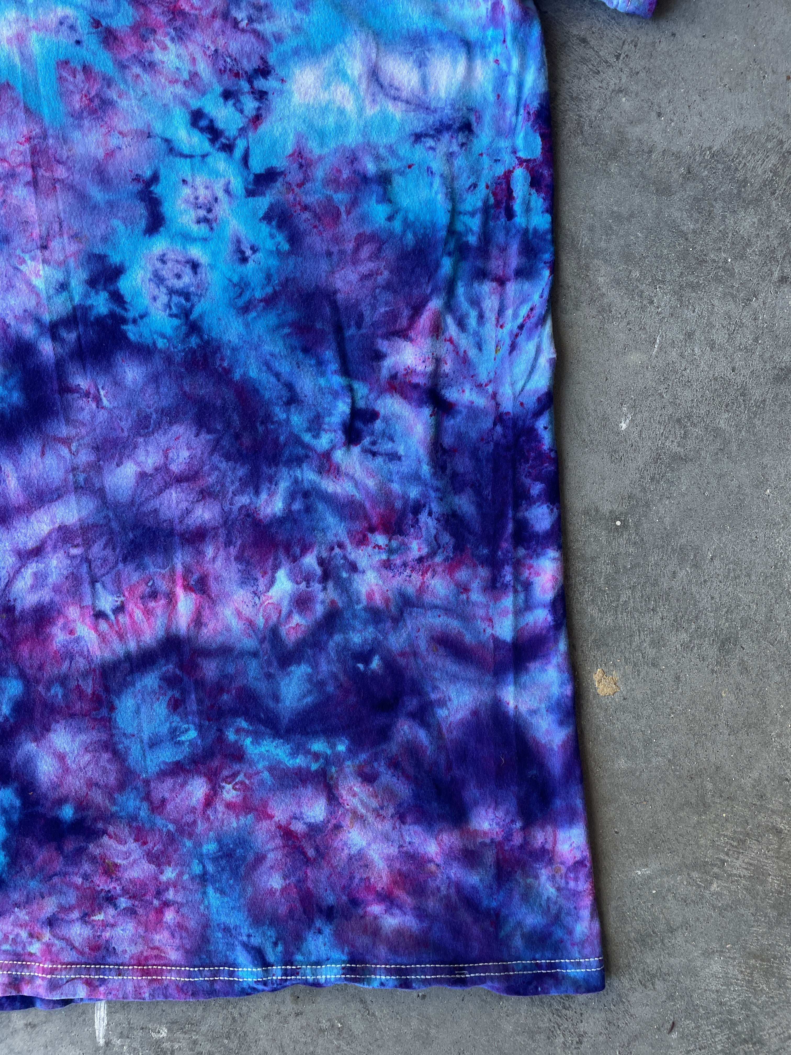 Blue, Purple, and Pink Short Sleeve Ice Dyed T-Shirt | One-of-a-Kind | Men's Large