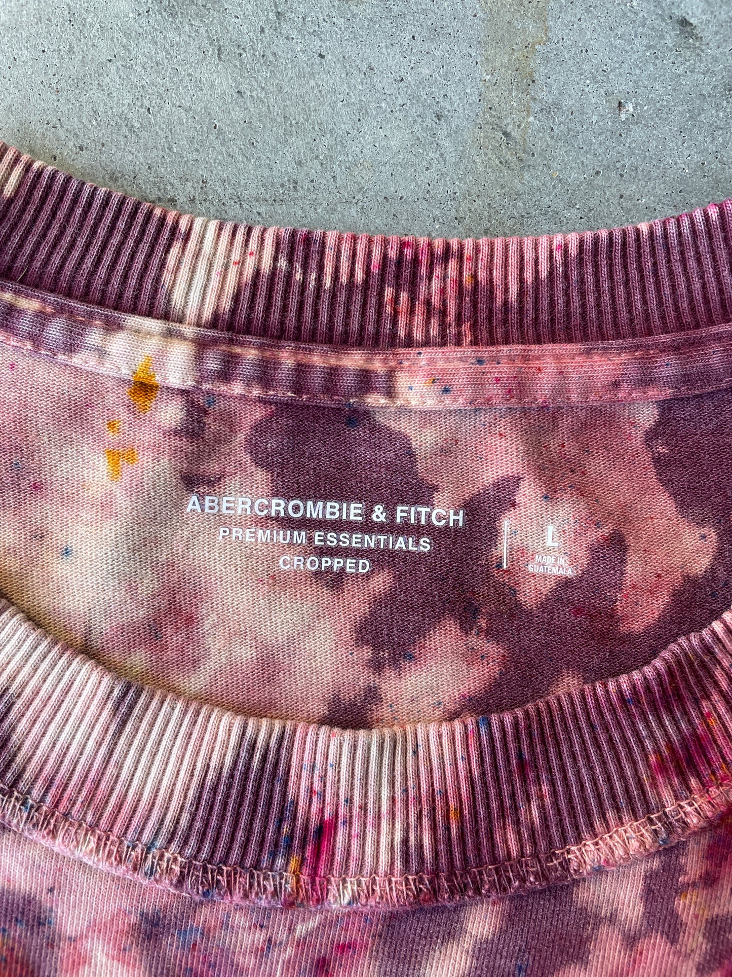 Shades of Pink Short Sleeve Ice Dyed Cropped T-Shirt | One-of-a-Kind | Men's Large