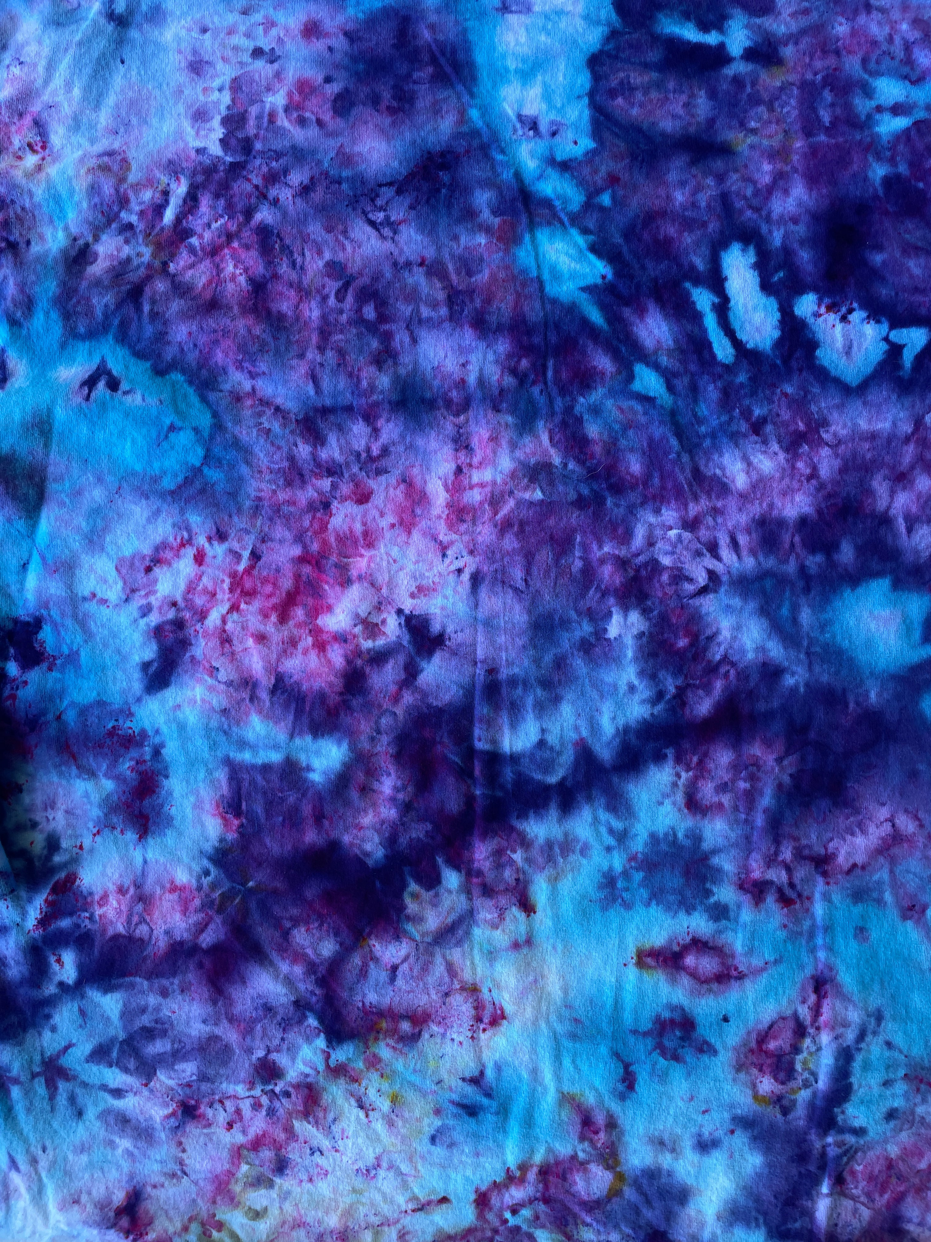 Blue, Purple, and Pink Long Sleeve Ice Dyed T-Shirt | One-of-a-Kind | Men's XL