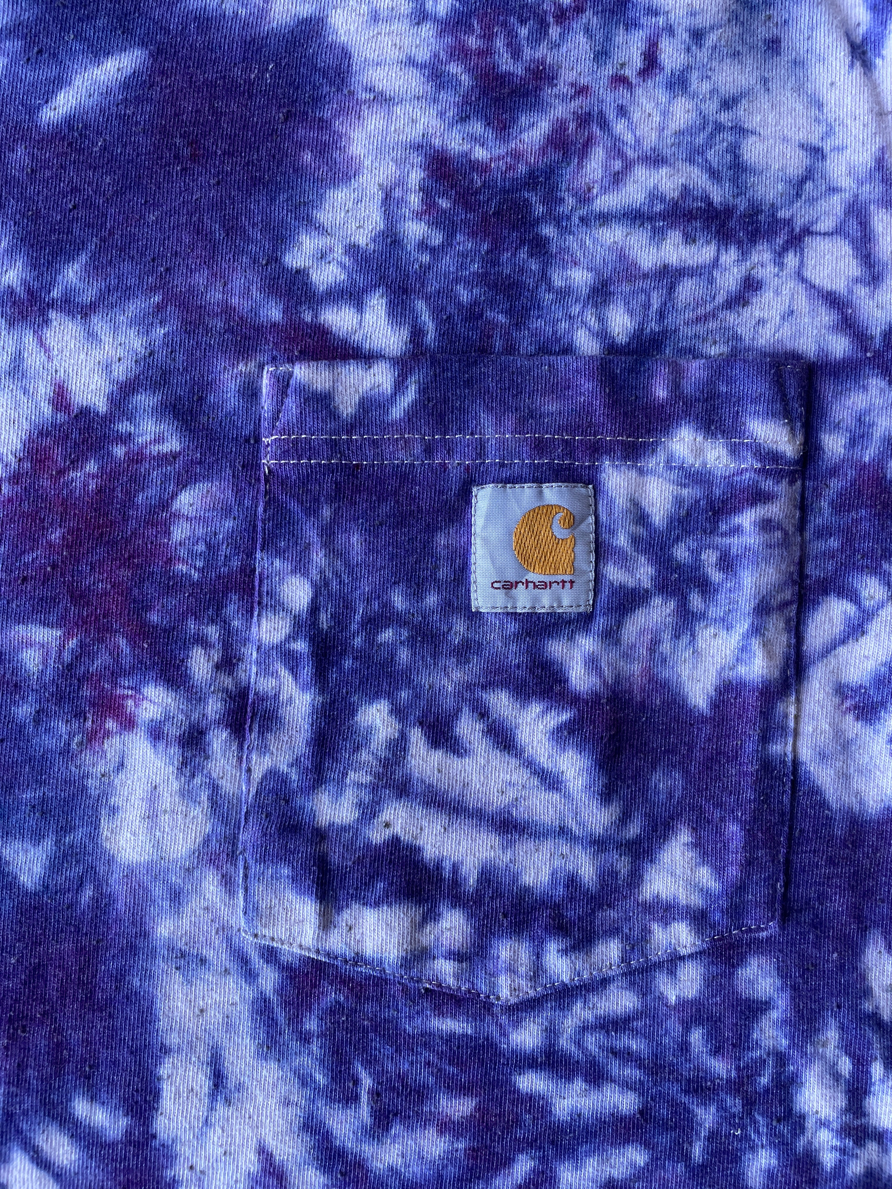 Carhartt Short Sleeve Purple and Blue Tie Dye T-Shirt | One-of-a-Kind | Youth Medium (8-10)