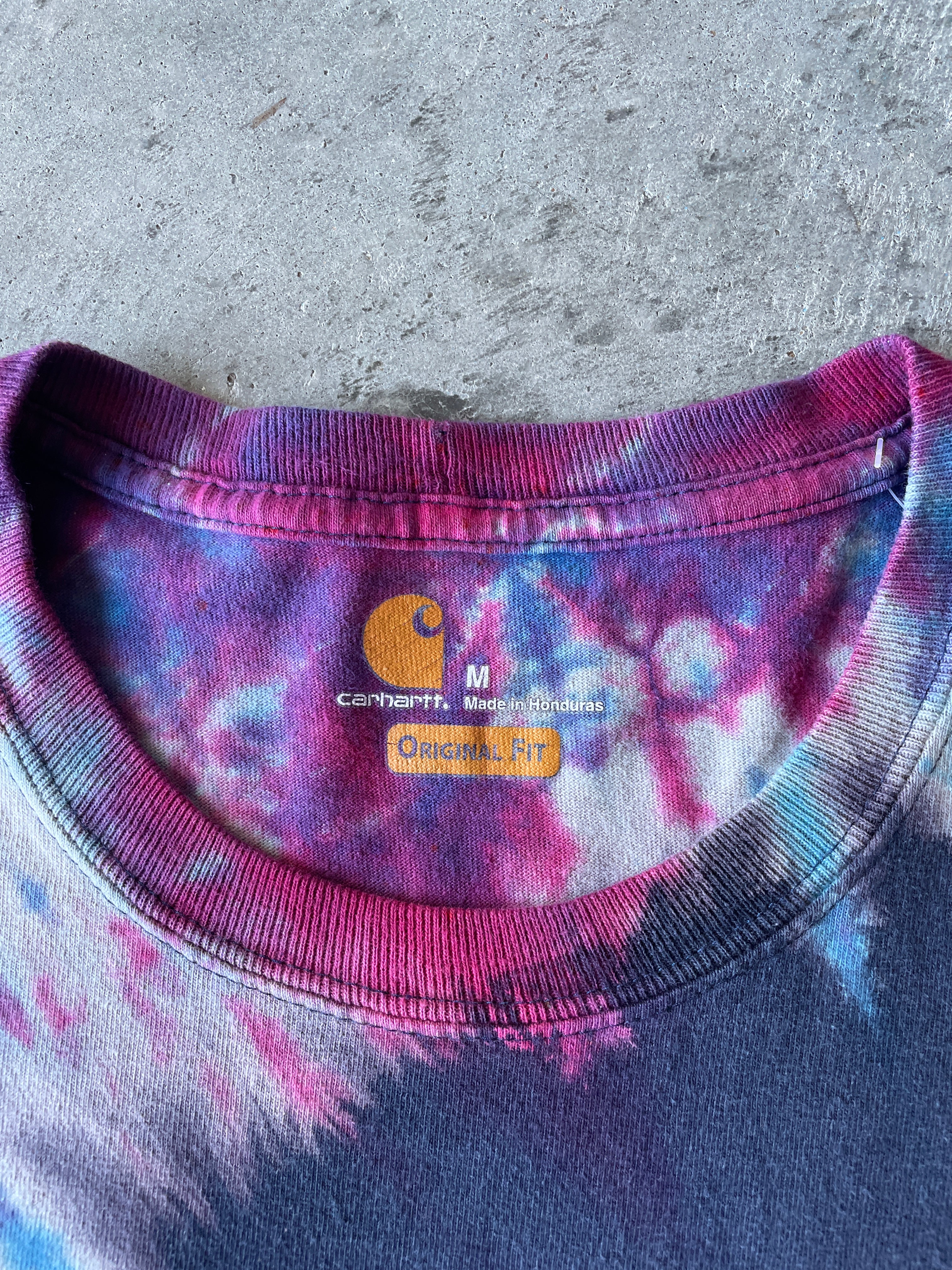 Carhartt Short Sleeve Red, White, and Blue Reverse Tie Dye T-Shirt | One-of-a-Kind | Men's Medium