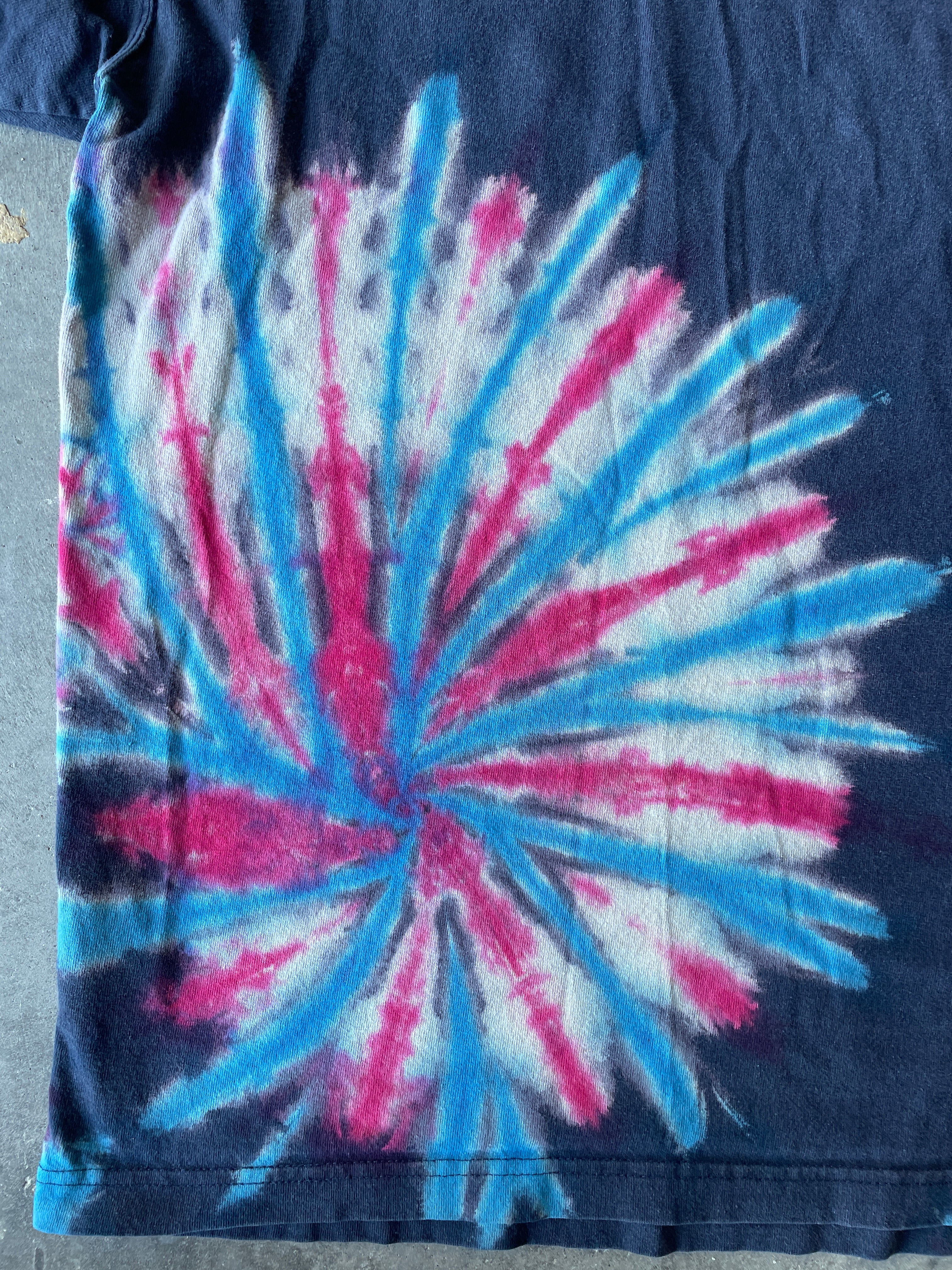 Carhartt Short Sleeve Red, White, and Blue Reverse Tie Dye T-Shirt | One-of-a-Kind | Men's Medium