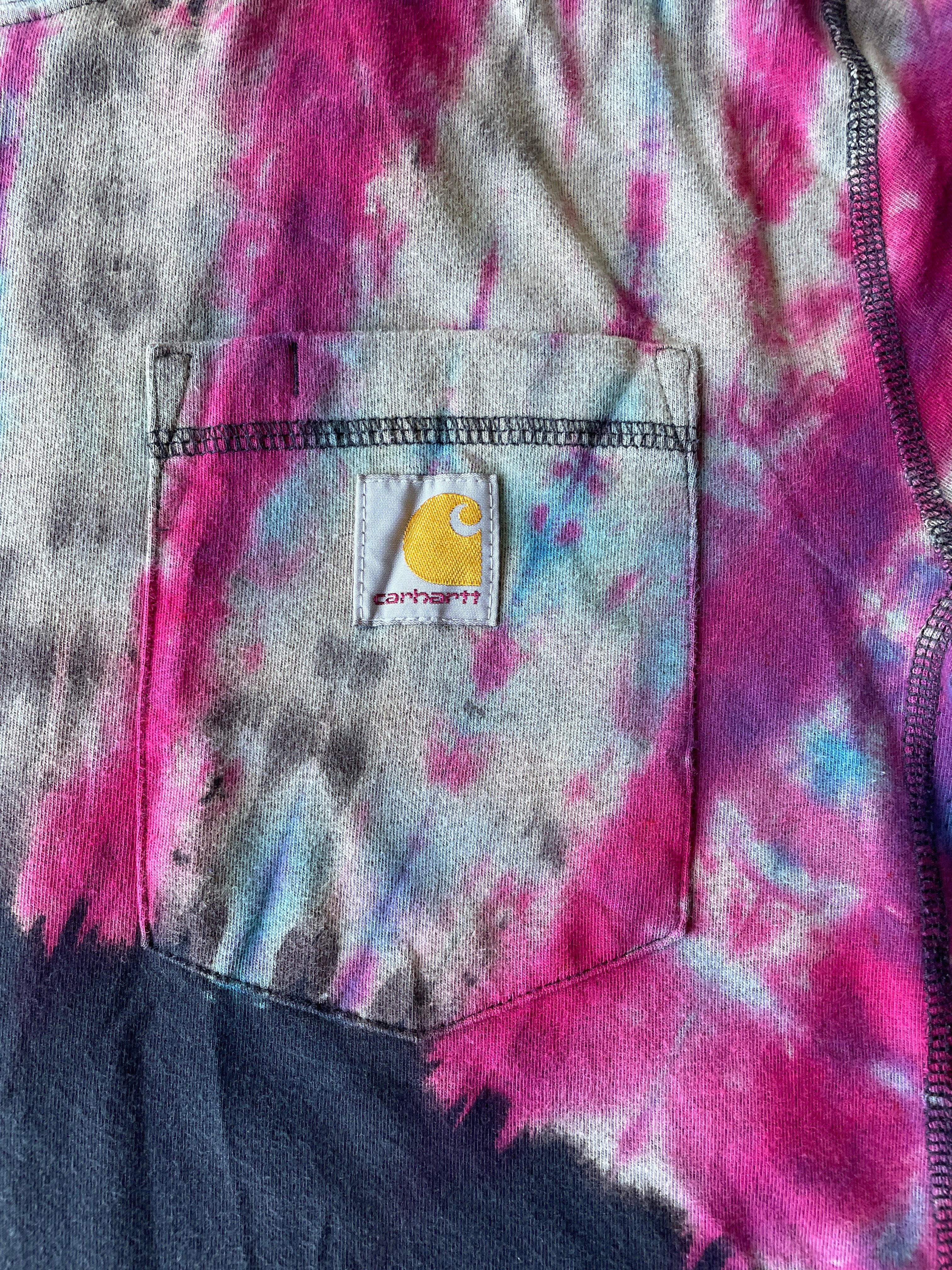 Carhartt Short Sleeve Red, White, and Black Reverse Tie Dye T-Shirt | One-of-a-Kind | Men's Medium