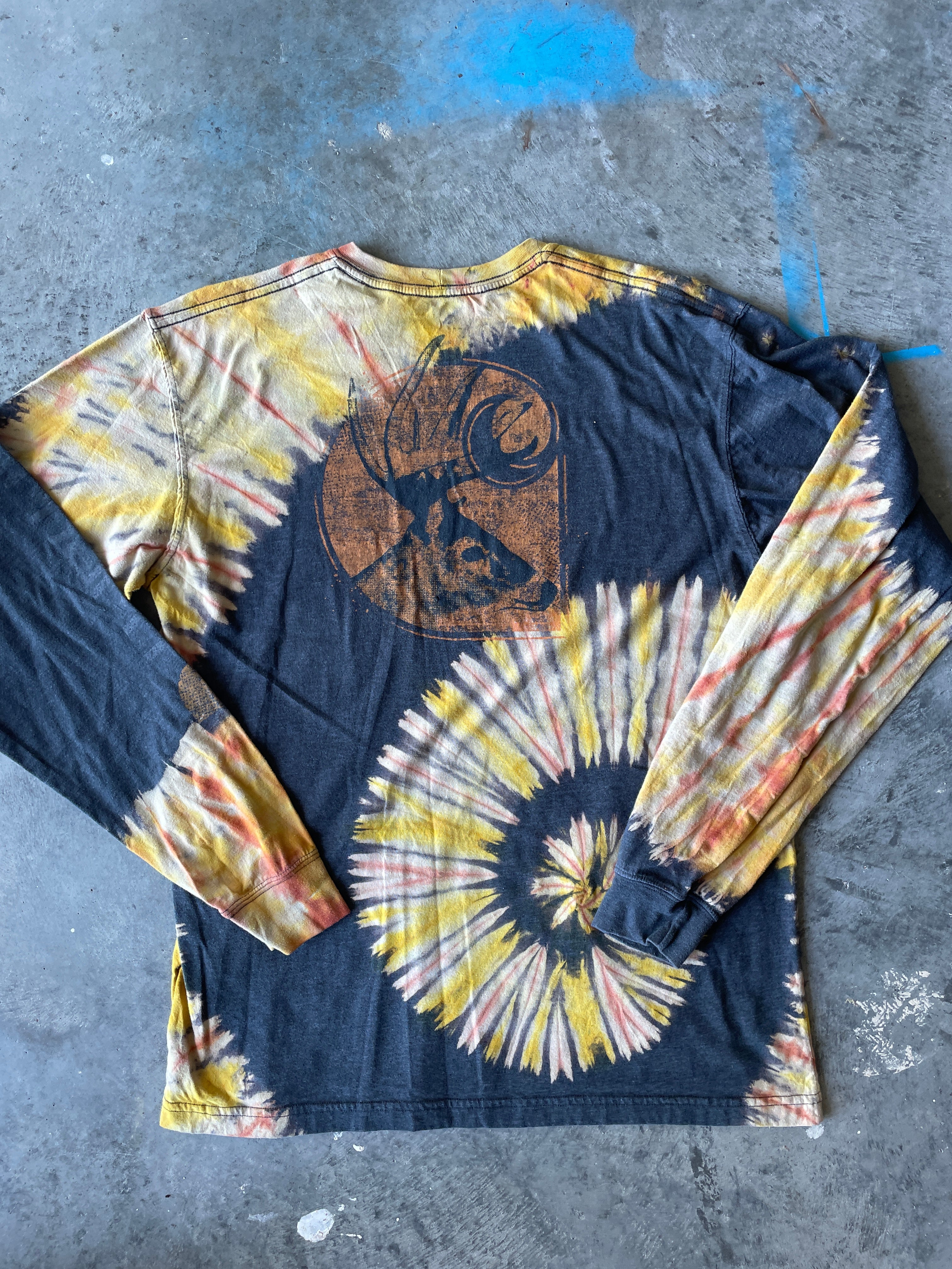 Carhartt Buck Long Sleeve Gray & Gold Reverse Tie Dye T-Shirt | One-of-a-Kind | Men's Medium
