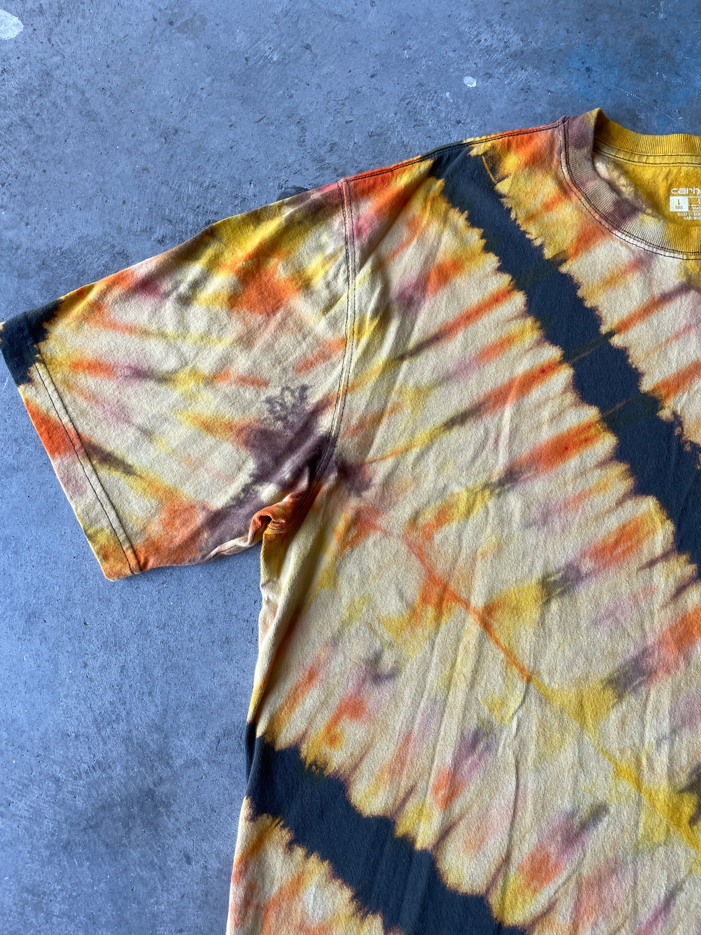 Carhartt Short Sleeve Gray and Gold Reverse Tie Dye T-Shirt | One-of-a-Kind | Men's Large