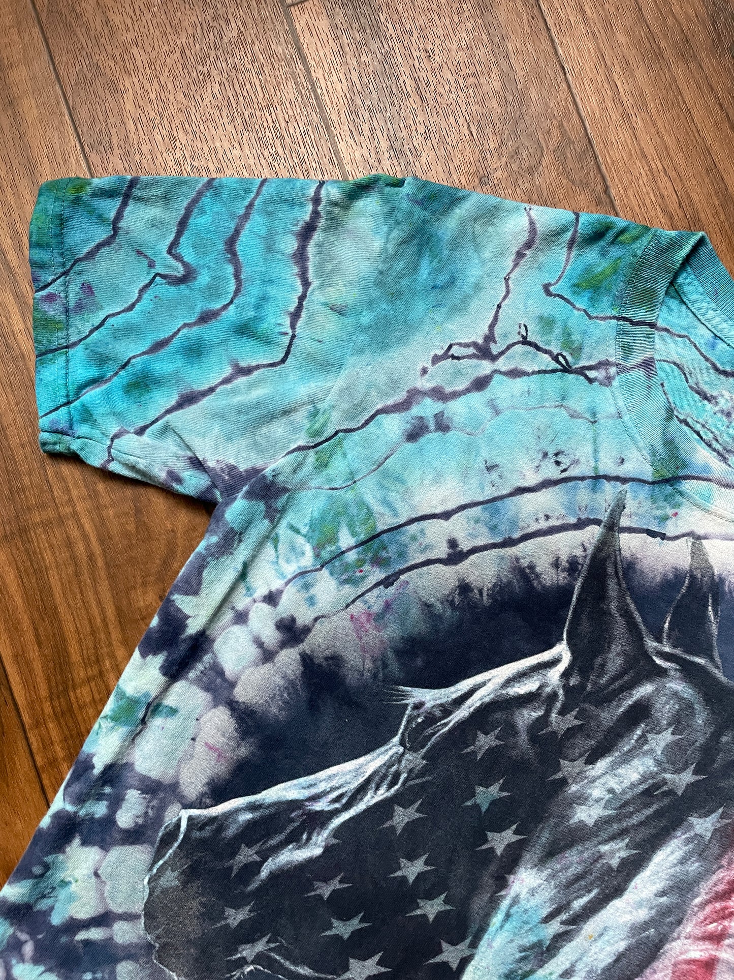 Men's Small Patriotic Horse Handmade Tie Dye Short Sleeve T-Shirt