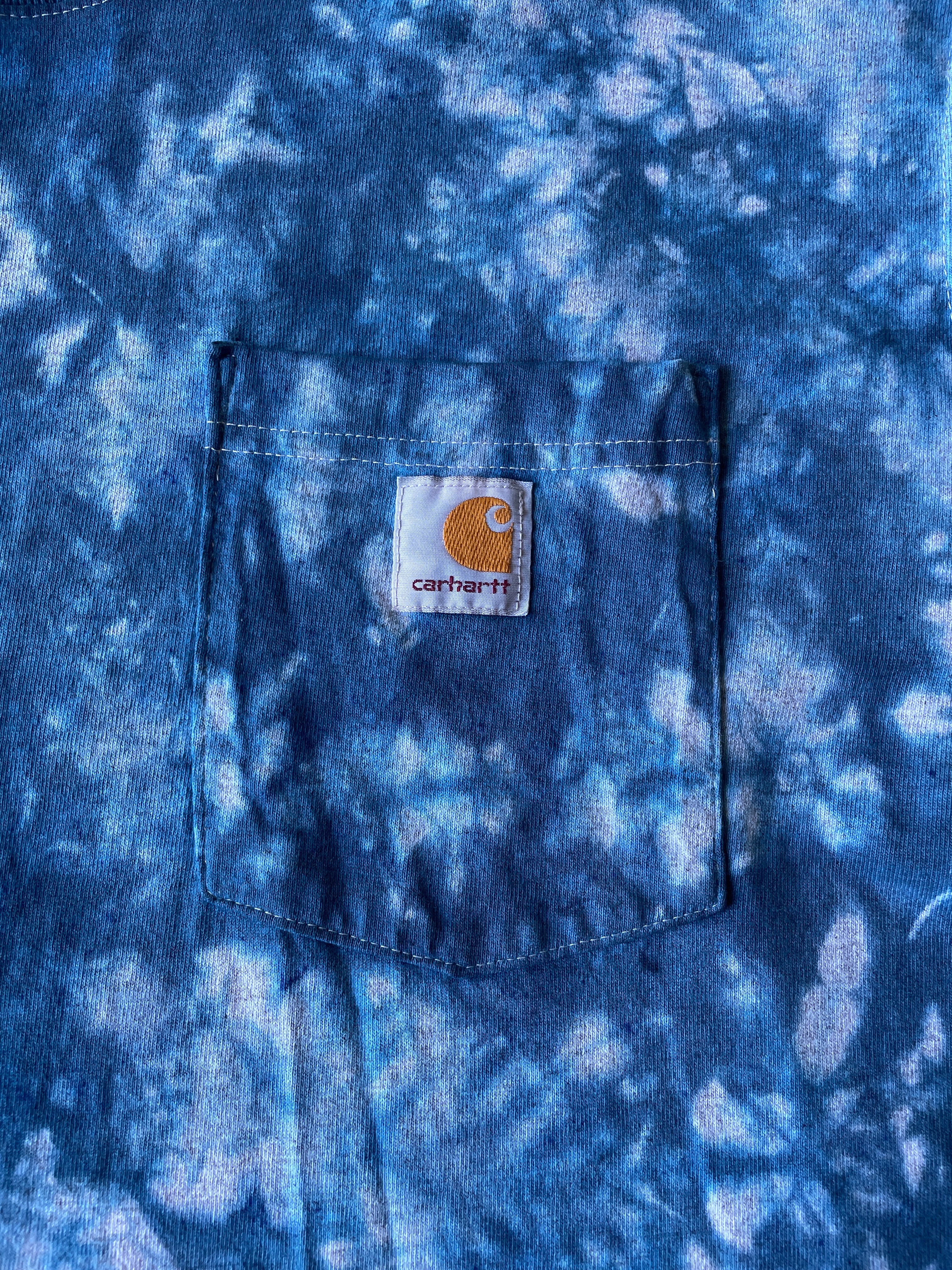 Carhartt Short Sleeve Blue and Gray Tie Dye T-Shirt | One-of-a-Kind | Men's XL