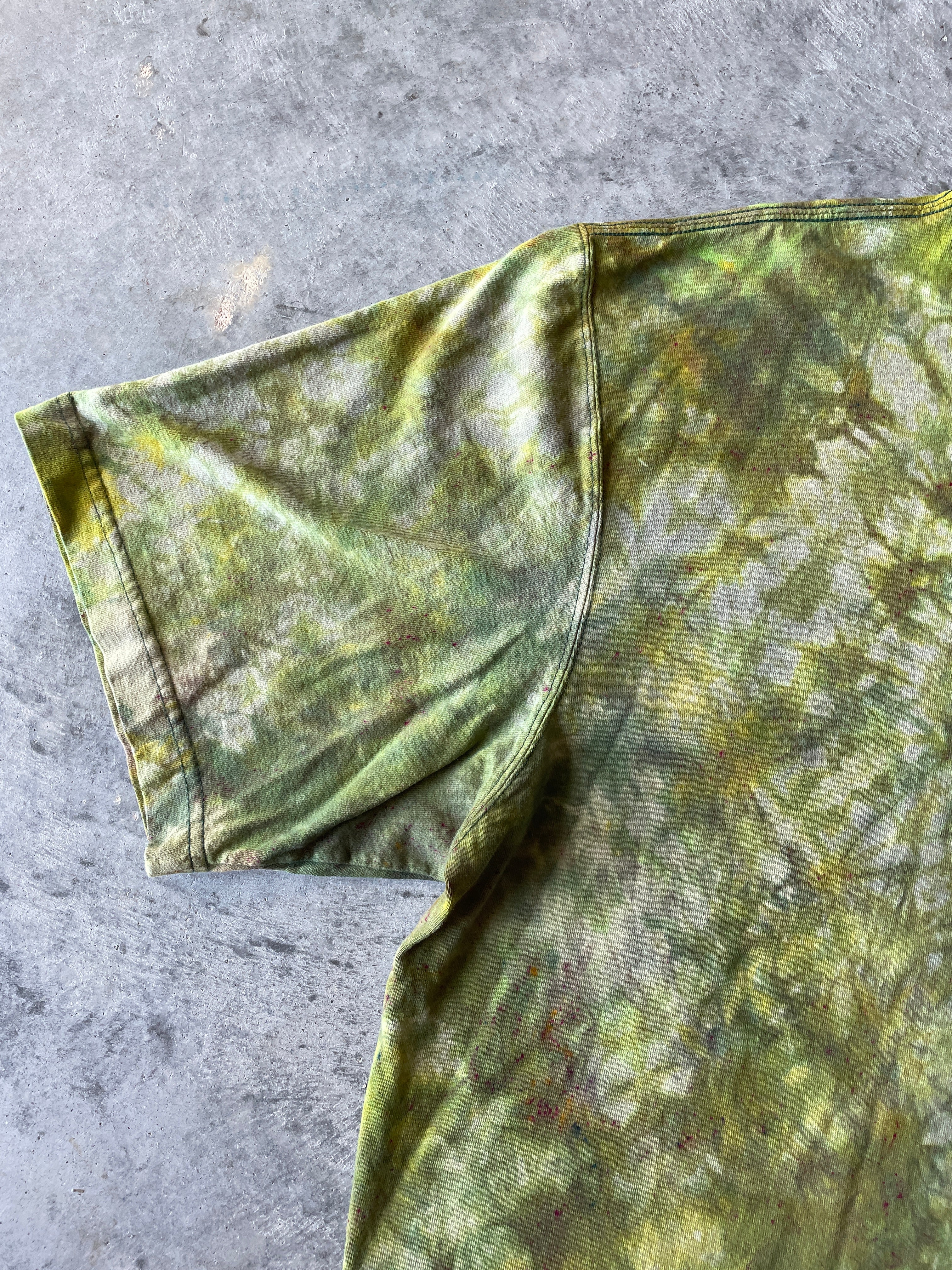 Carhartt Short Sleeve Green and Gold Tie Dye T-Shirt | One-of-a-Kind | Men's XL Tall