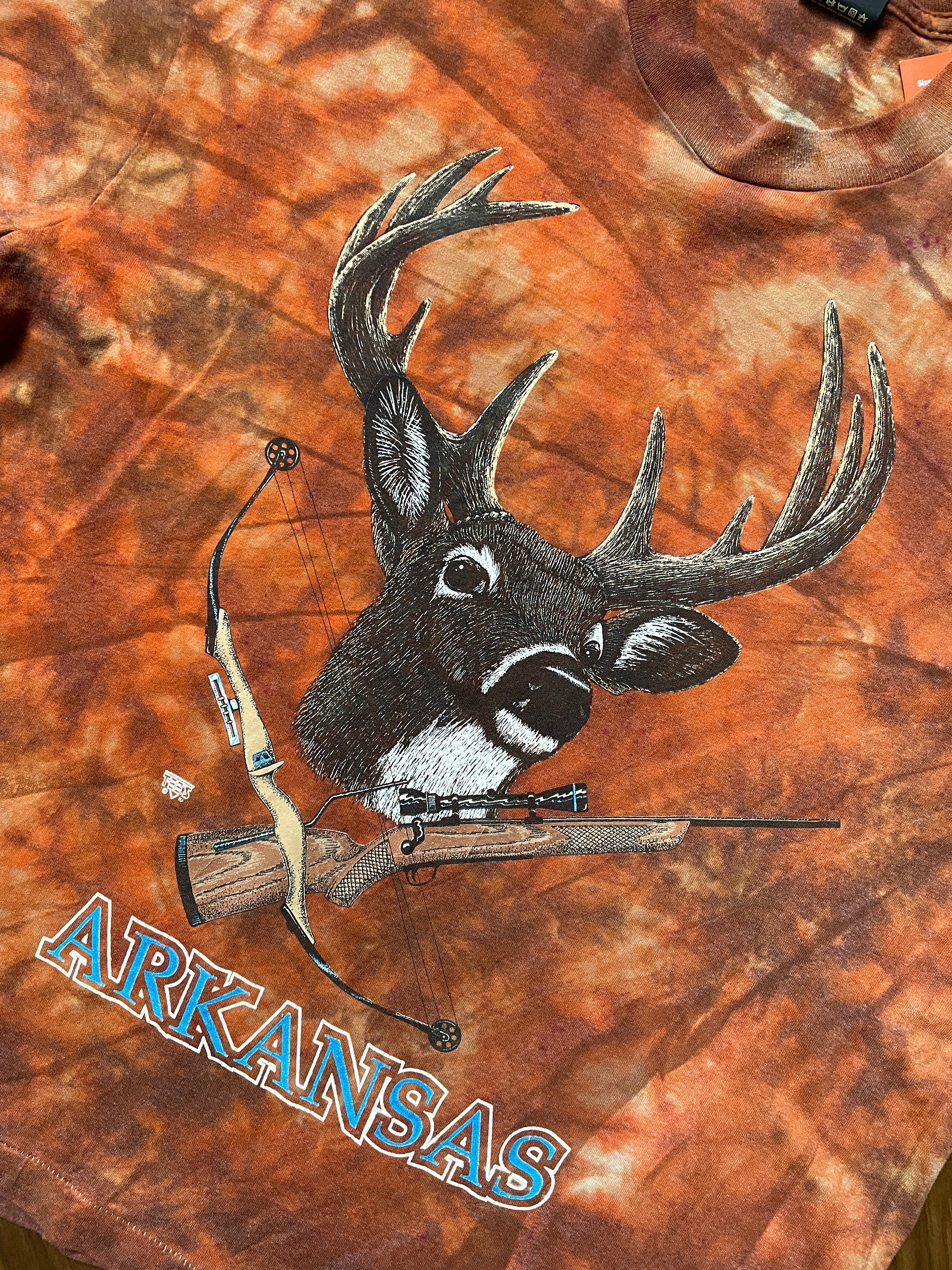Men's XL Arkansas Deer Hunting Handmade Tie Dye Short Sleeve T-Shirt
