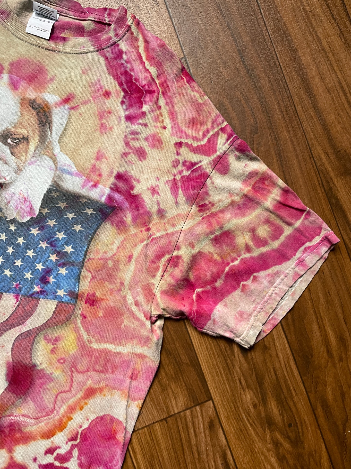 Men's 2XL American Bulldog Handmade Geode Tie Dye Short Sleeve T-Shirt