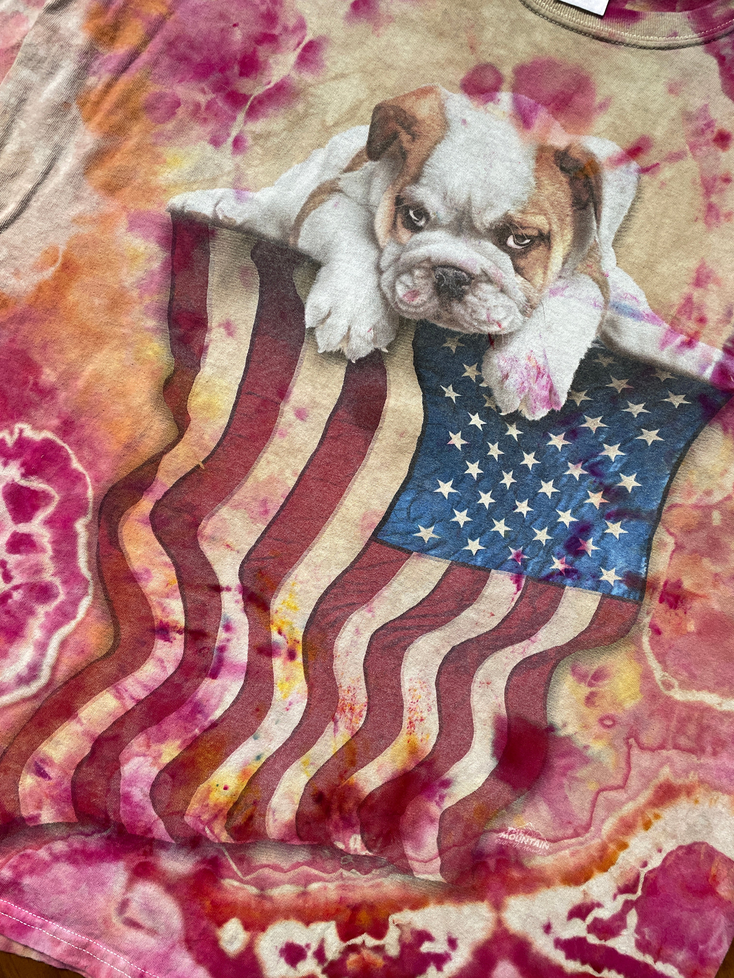 Men's 2XL American Bulldog Handmade Geode Tie Dye Short Sleeve T-Shirt