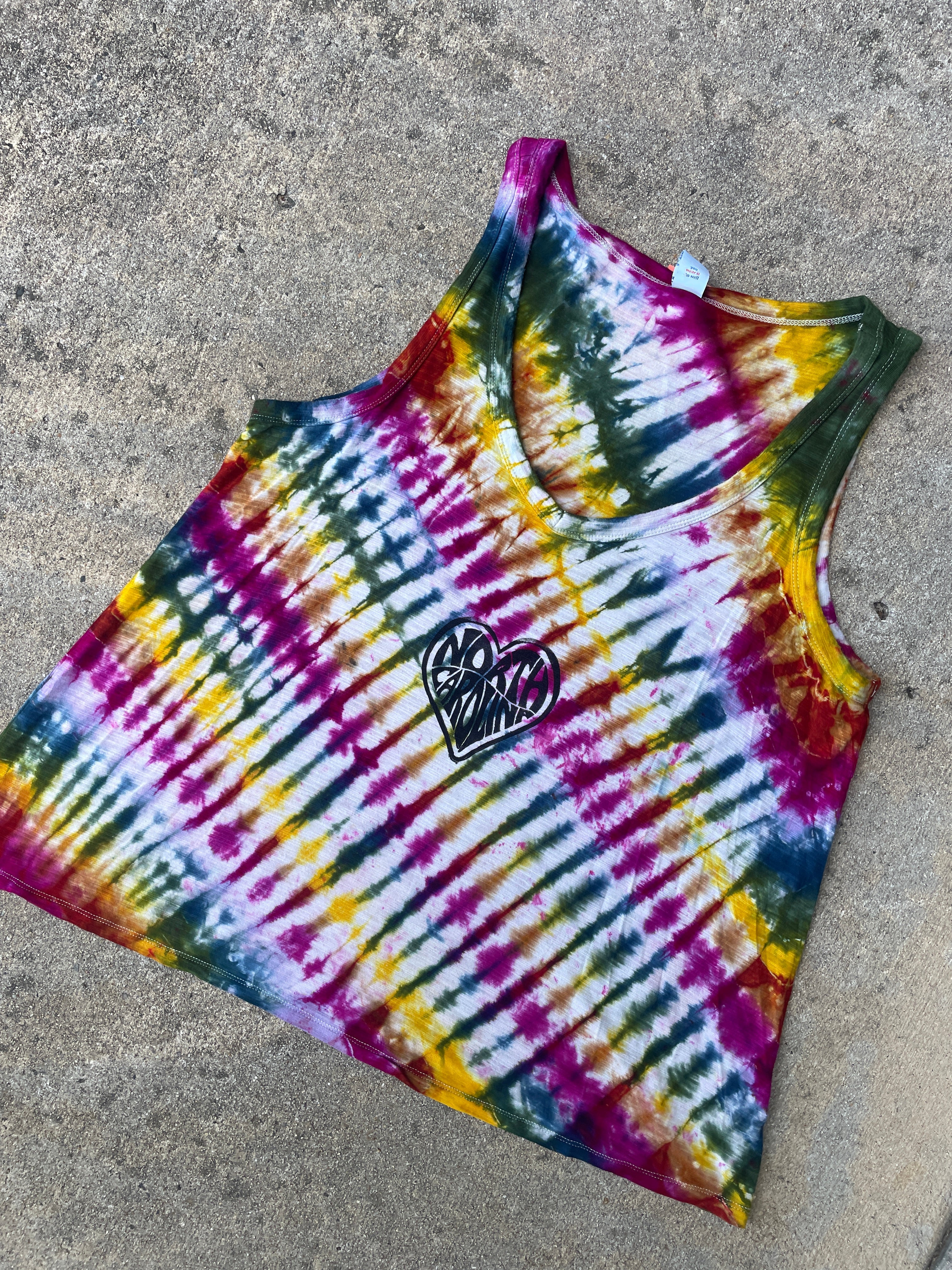 Hand-Printed North Carolina Mood Ring Tie Dye Tank Top | Women's Size Medium