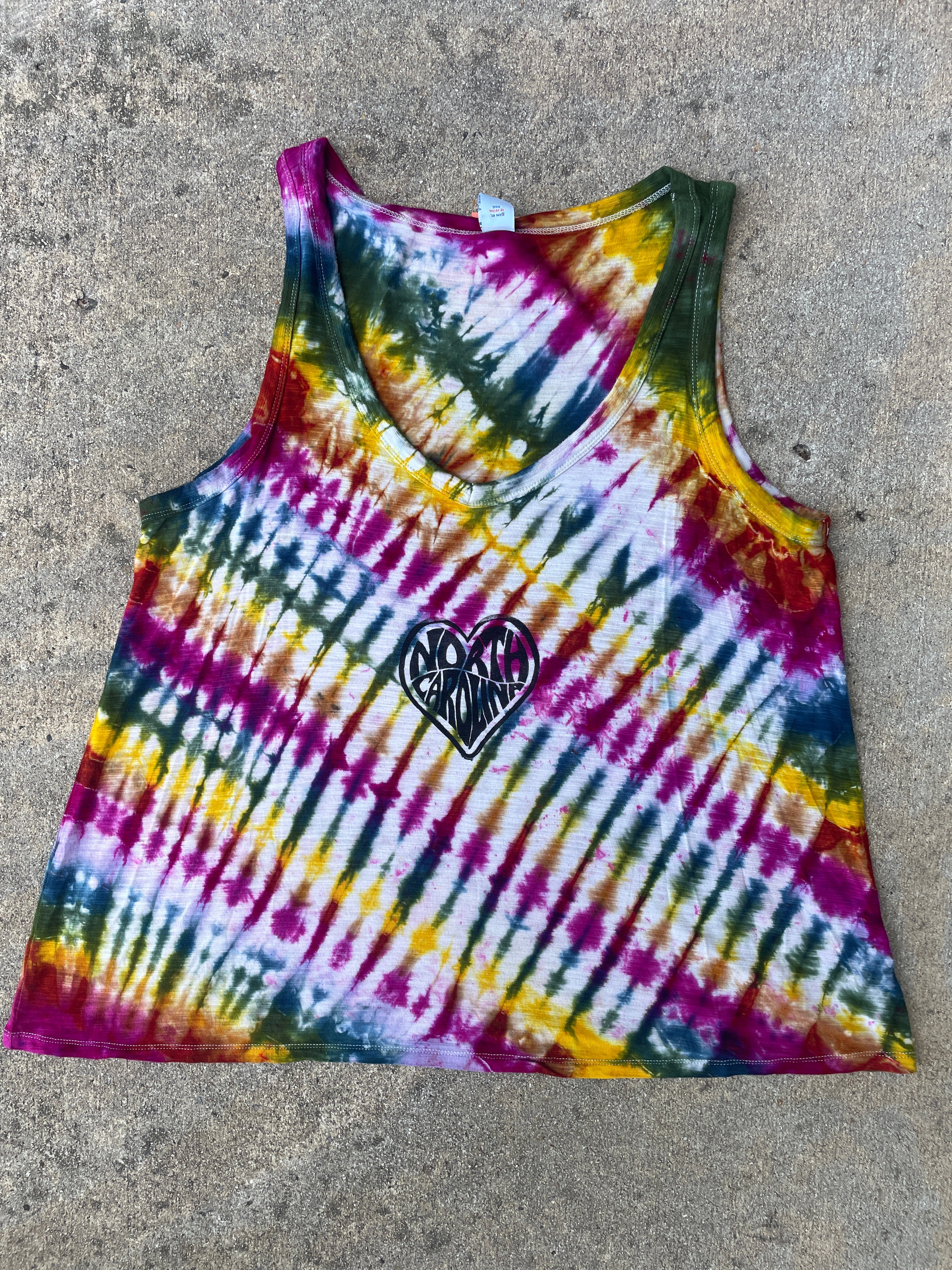 Hand-Printed North Carolina Mood Ring Tie Dye Tank Top | Women's Size Medium