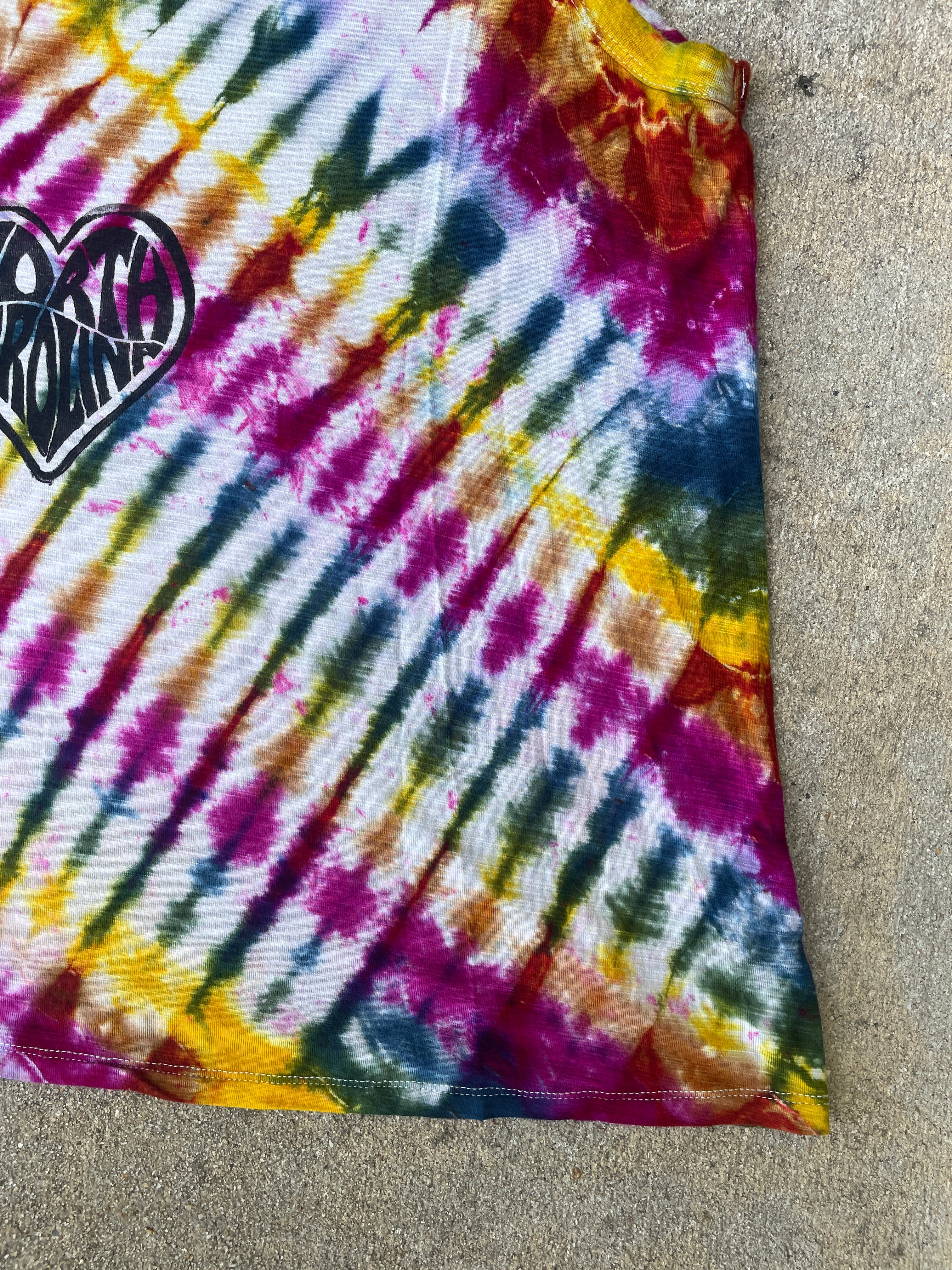 Hand-Printed North Carolina Mood Ring Tie Dye Tank Top | Women's Size Medium
