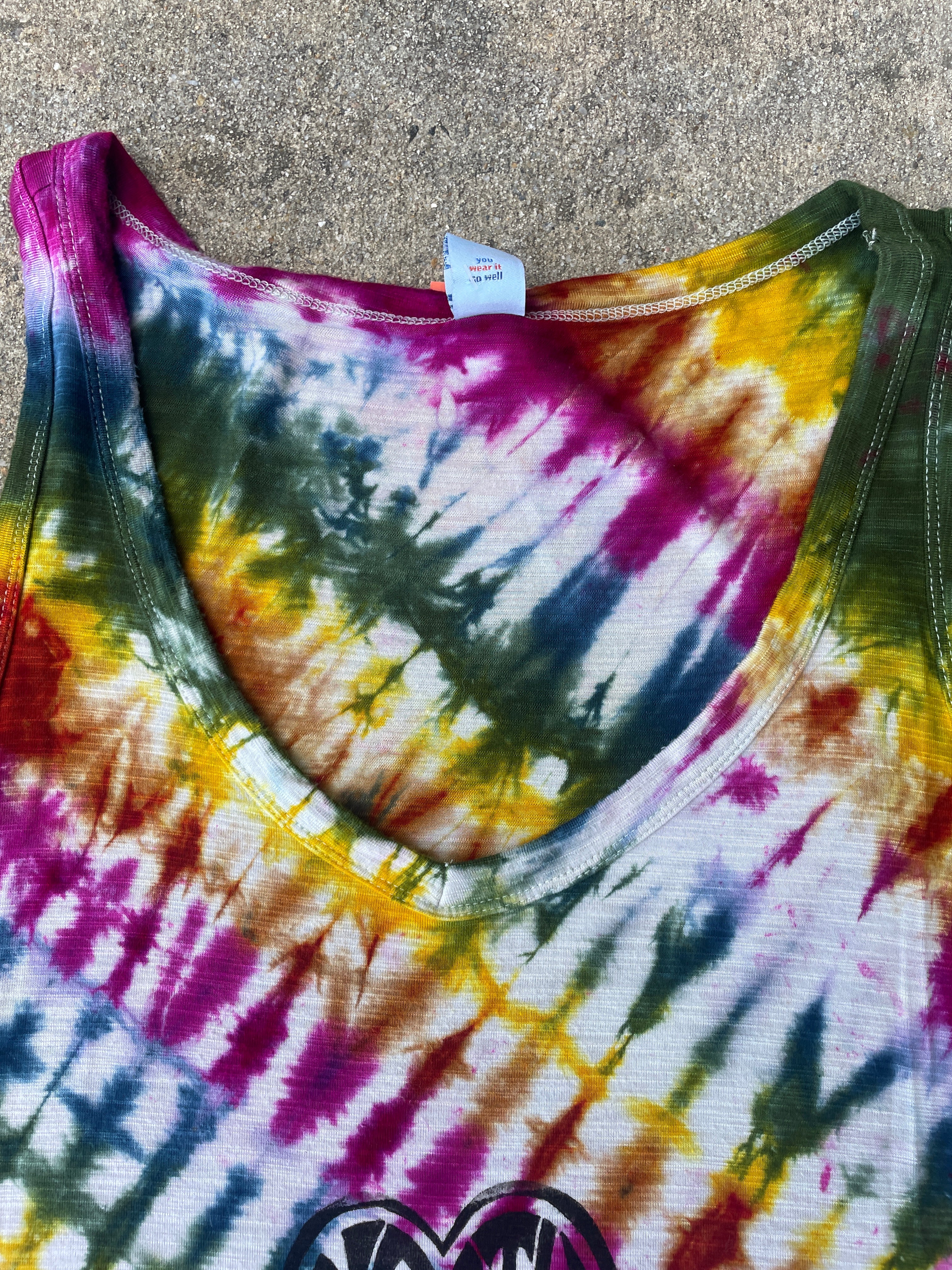 Hand-Printed North Carolina Mood Ring Tie Dye Tank Top | Women's Size Medium