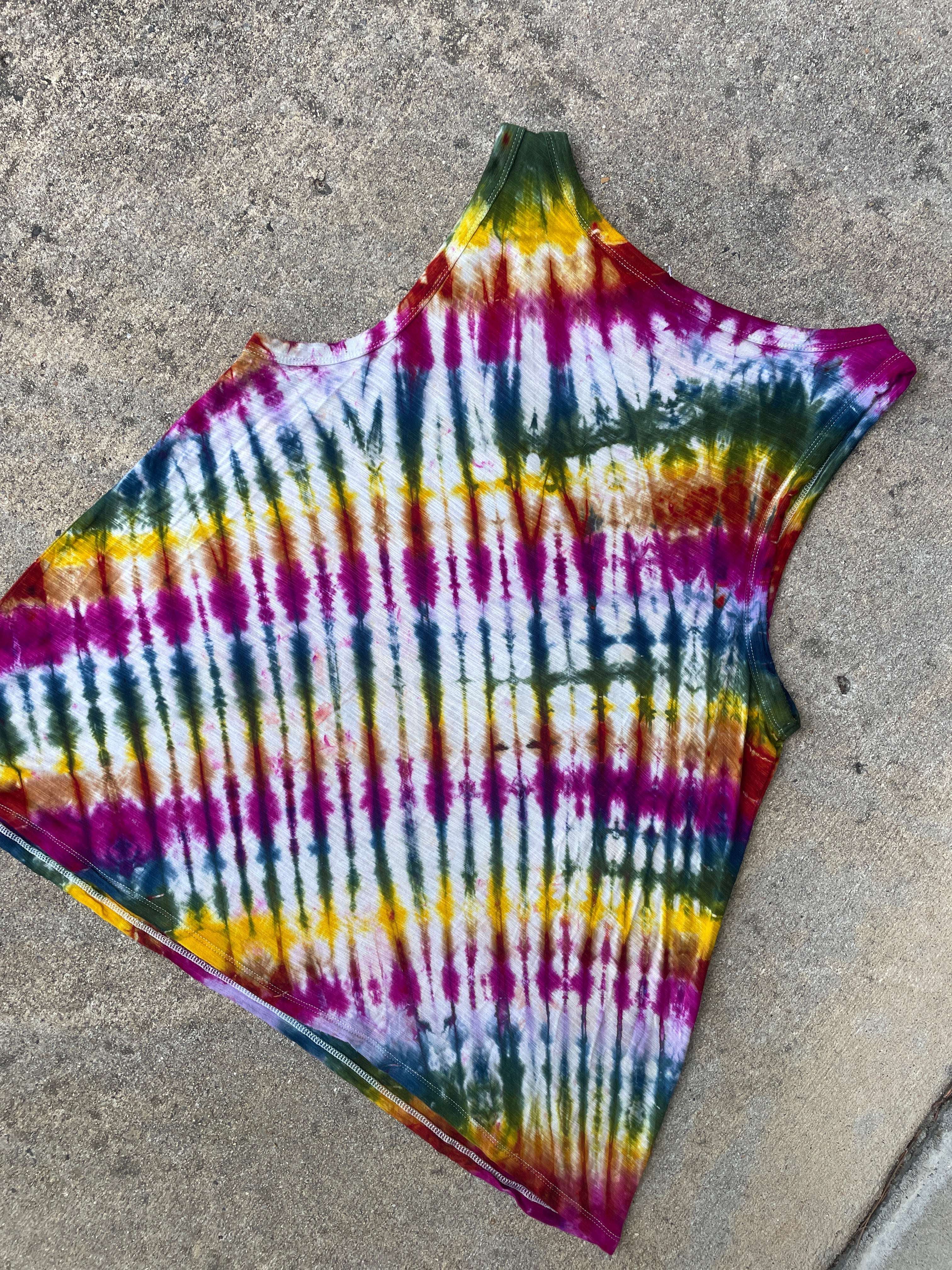 Hand-Printed North Carolina Mood Ring Tie Dye Tank Top | Women's Size Medium