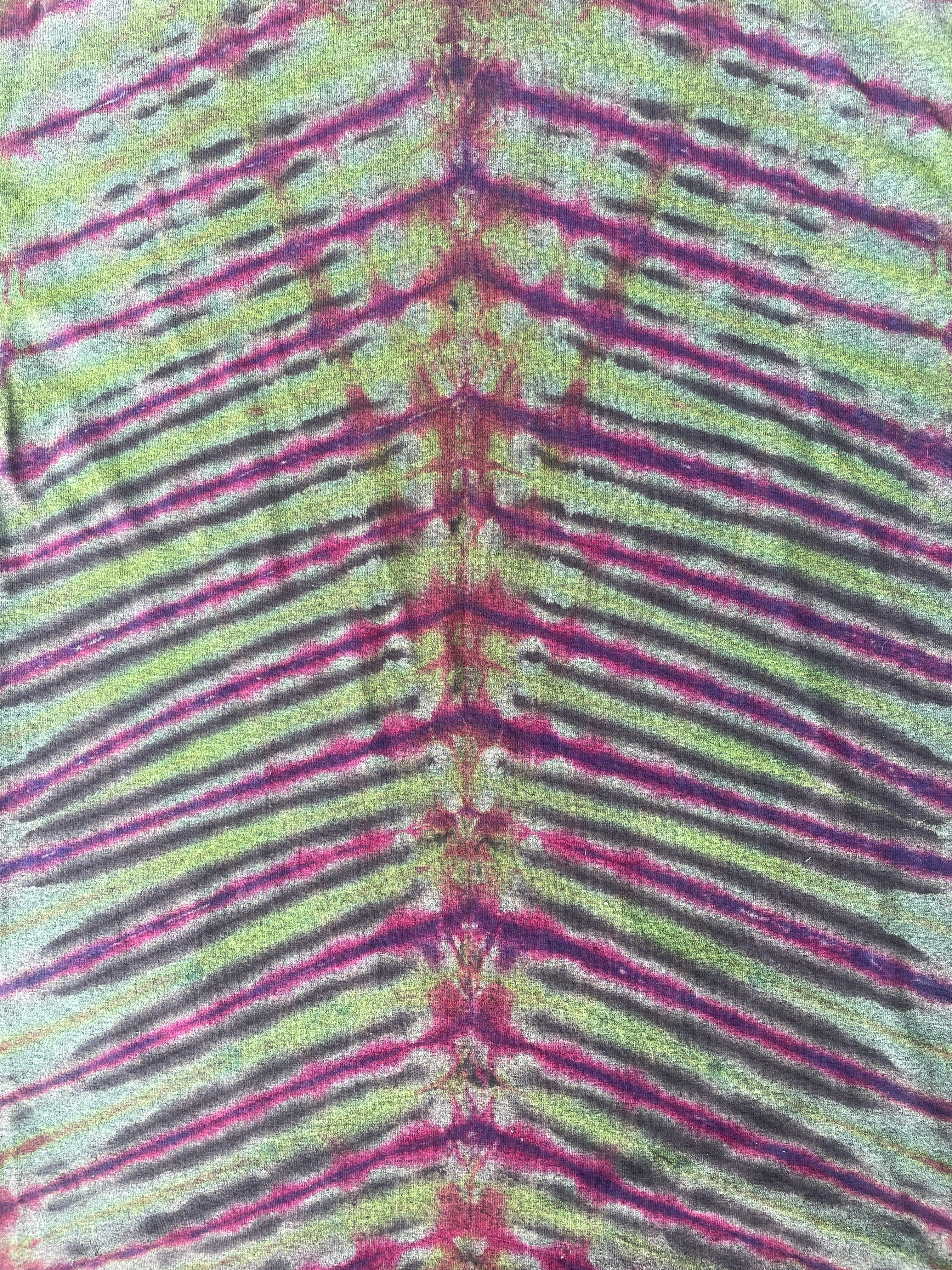 Hand-Printed North Carolina Green and Pink Reverse Tie Dye Short Sleeve T-Shirt | Men's Size Large