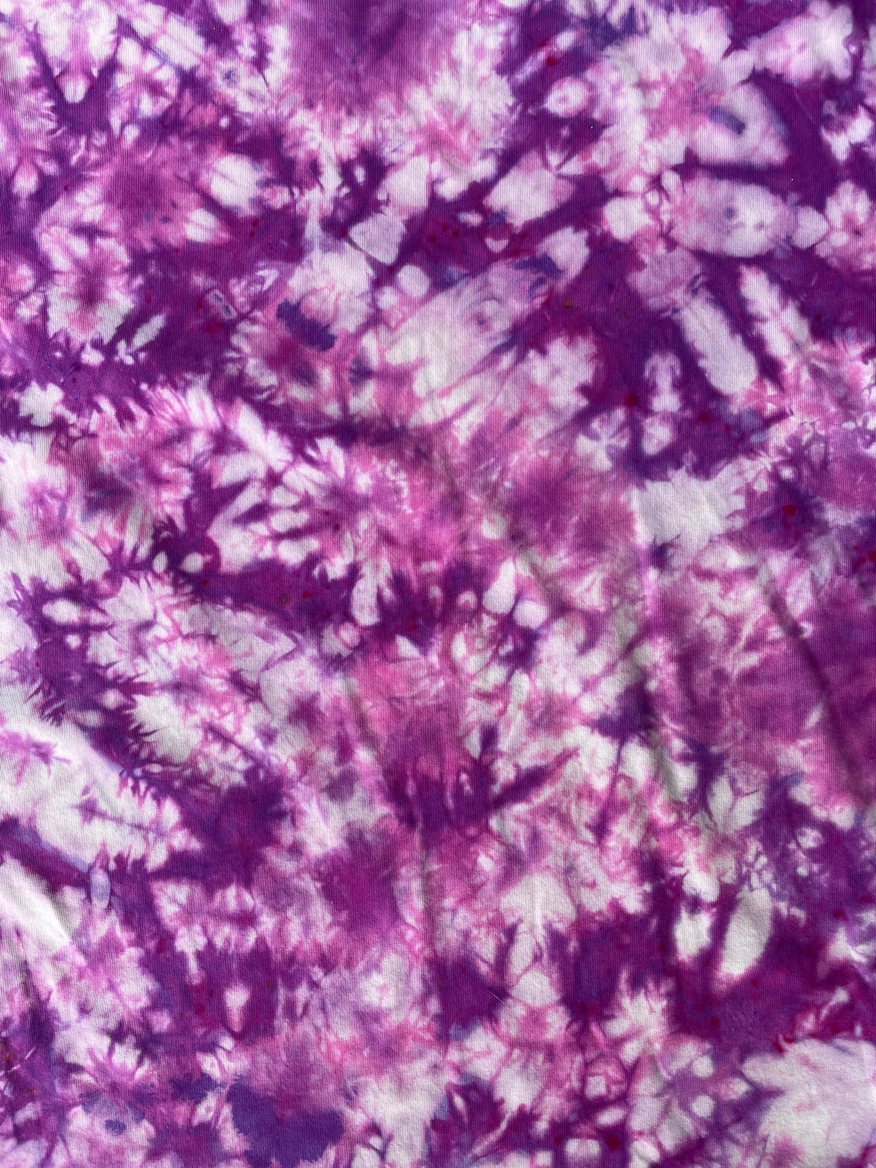 Hand-Printed North Carolina White and Purple Tie Dye Short Sleeve T-Shirt | Women's Size Large