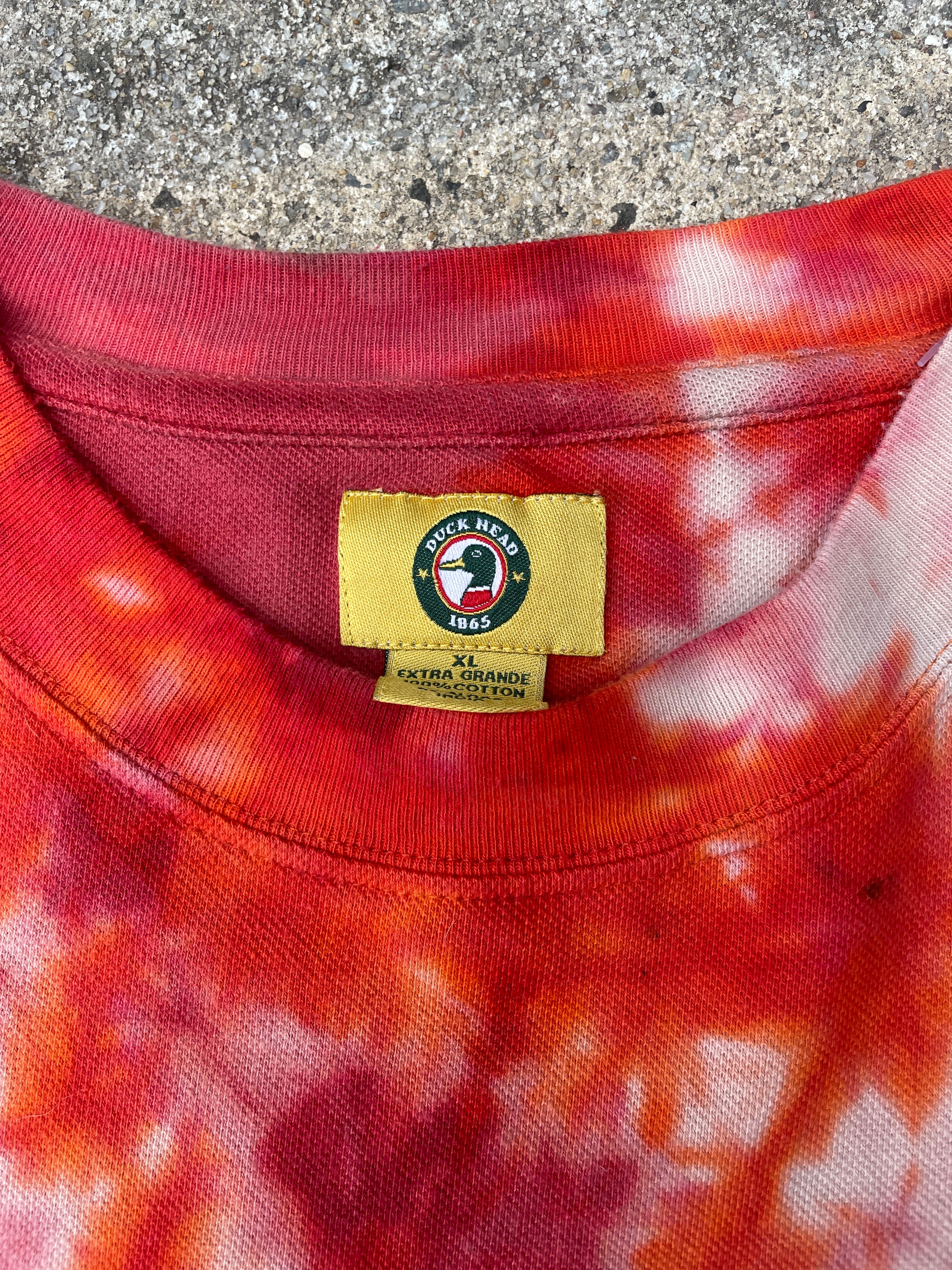 Hand-Printed Largemouth Red and Orange Tie Dye Short Sleeve T-Shirt | Men's Size XL