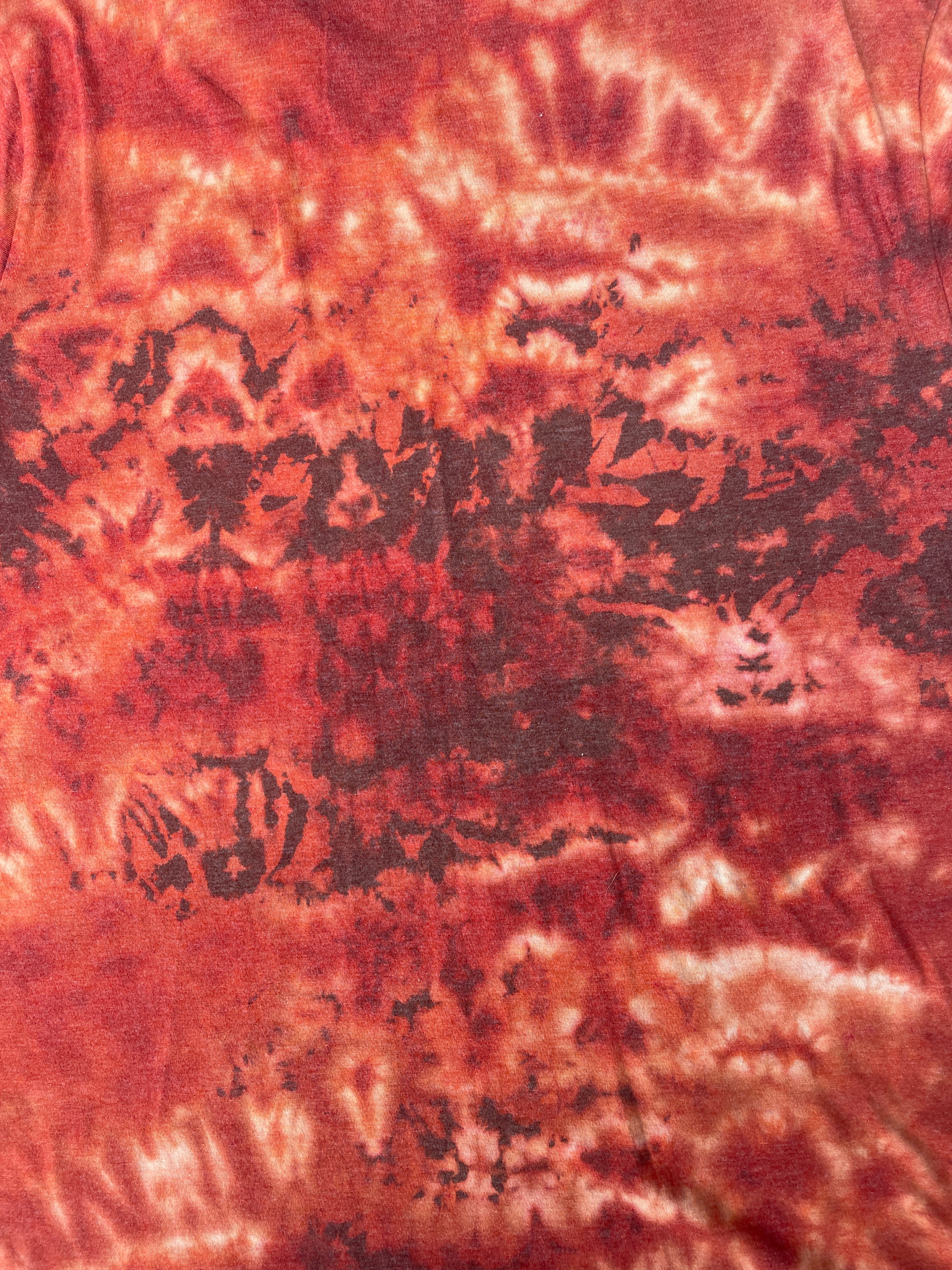 Hand-Printed North Carolina Brown and Orange Reverse Tie Dye Short Sleeve V-Neck T-Shirt | Men's Size XL