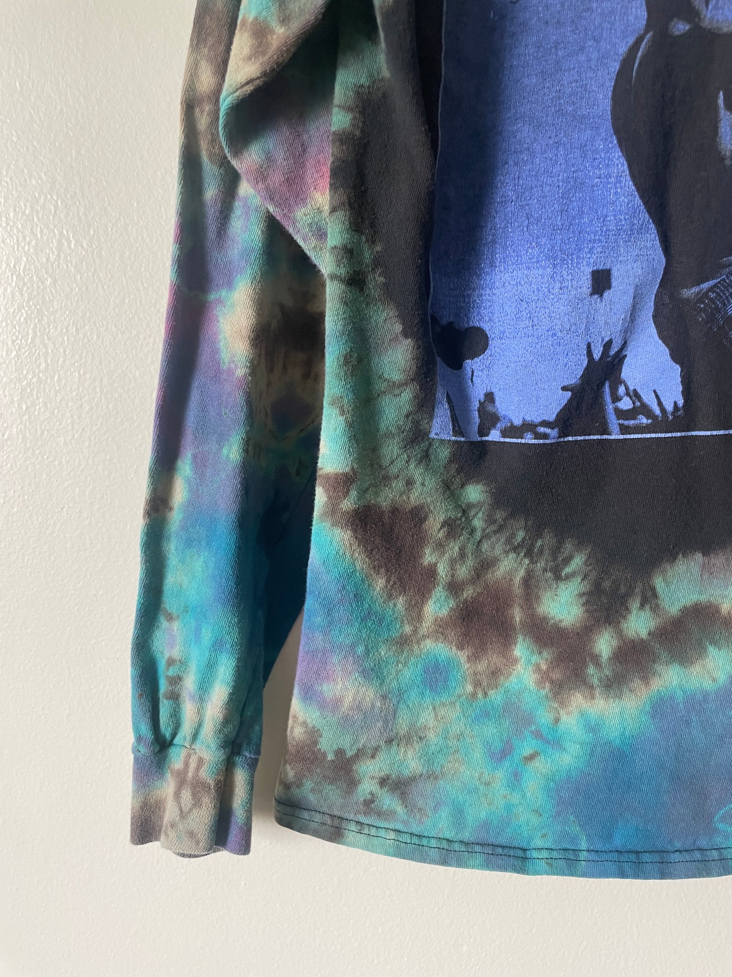XS Men's XXXTentacion Handmade Tie Dye Long Sleeve T-Shirt | One-Of-a-Kind Upcycled Purple and Blue Crumpled Top