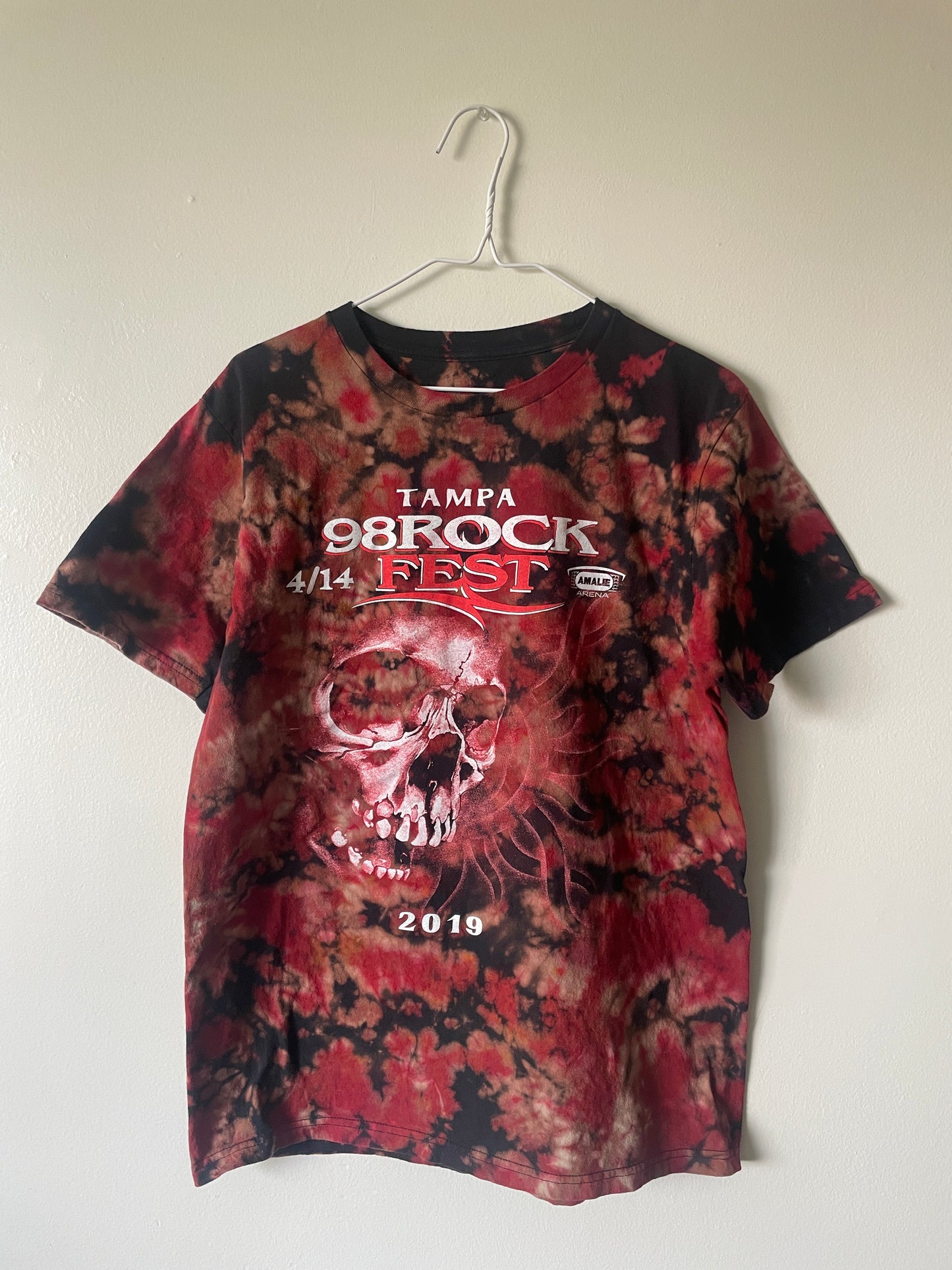 Medium Men's Tampa Rock Fest 2019 (#2) Handmade Tie Dye Short Sleeve T-Shirt | One-Of-a-Kind Upcycled Black and Crumpled Top