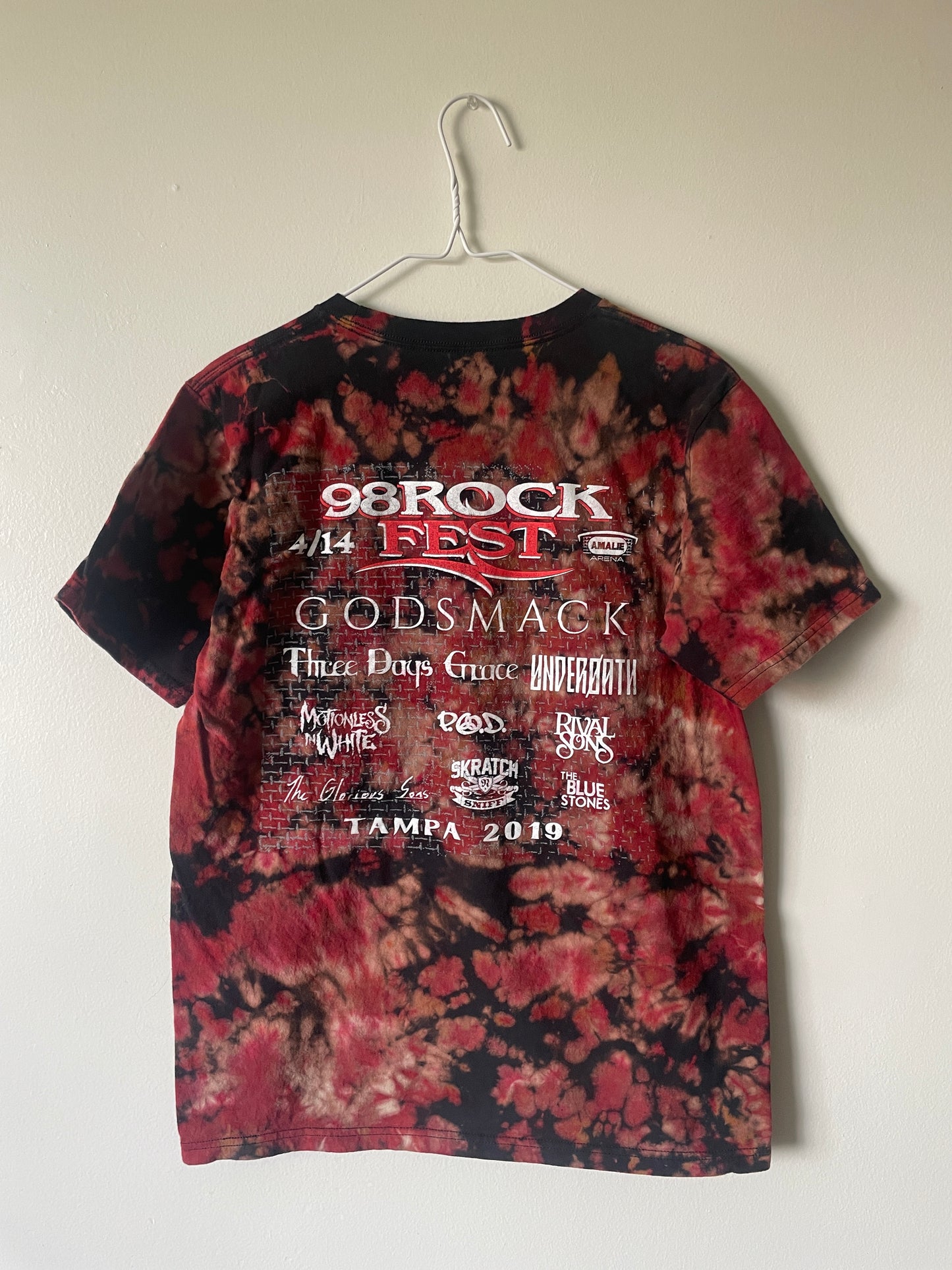 Medium Men's Tampa Rock Fest 2019 (#2) Handmade Tie Dye Short Sleeve T-Shirt | One-Of-a-Kind Upcycled Black and Crumpled Top
