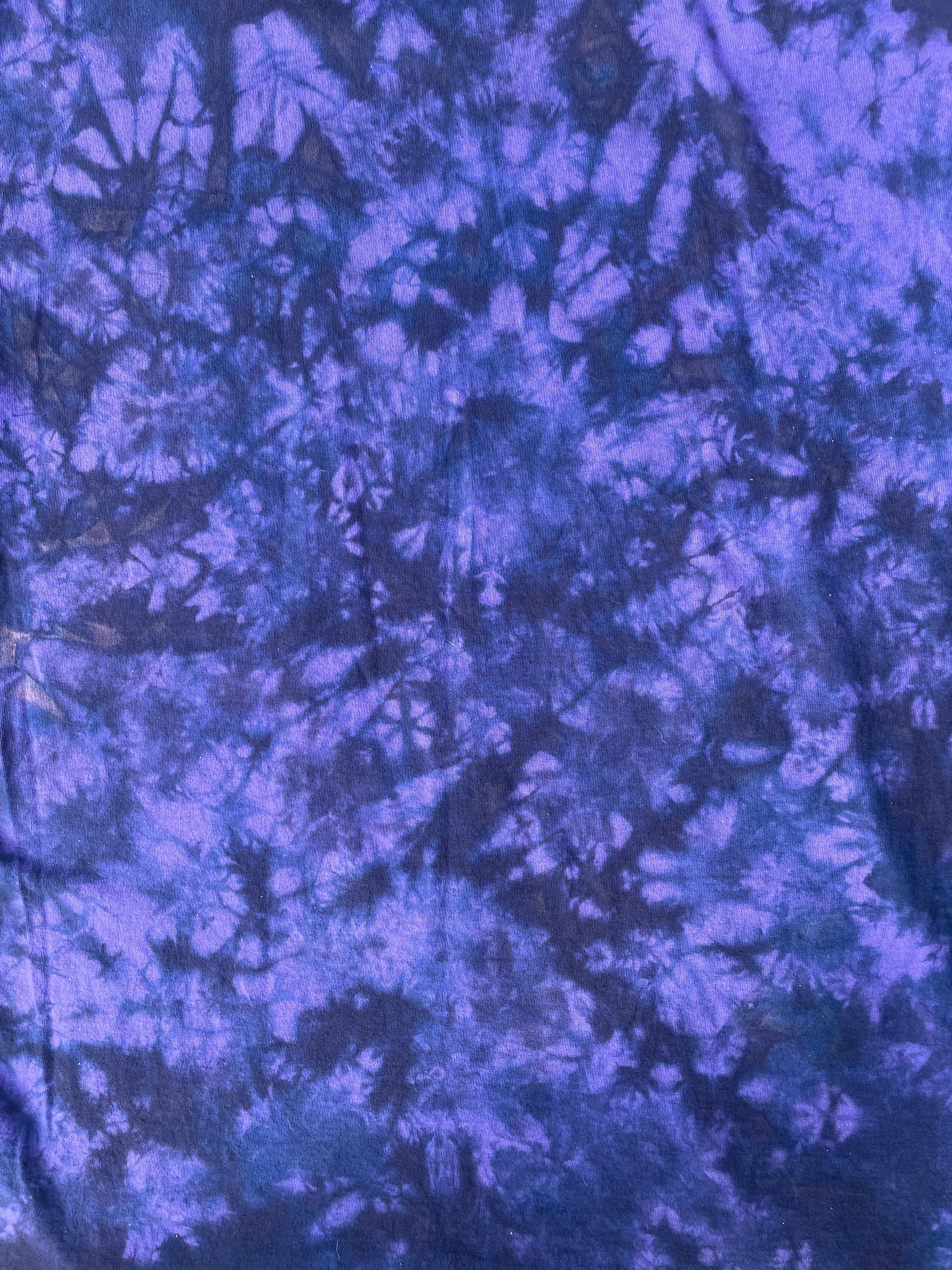 Hand-Printed Skeleton Heart Hands Black and Purple Tie Dye Short Sleeve T-Shirt | Men's Size XL