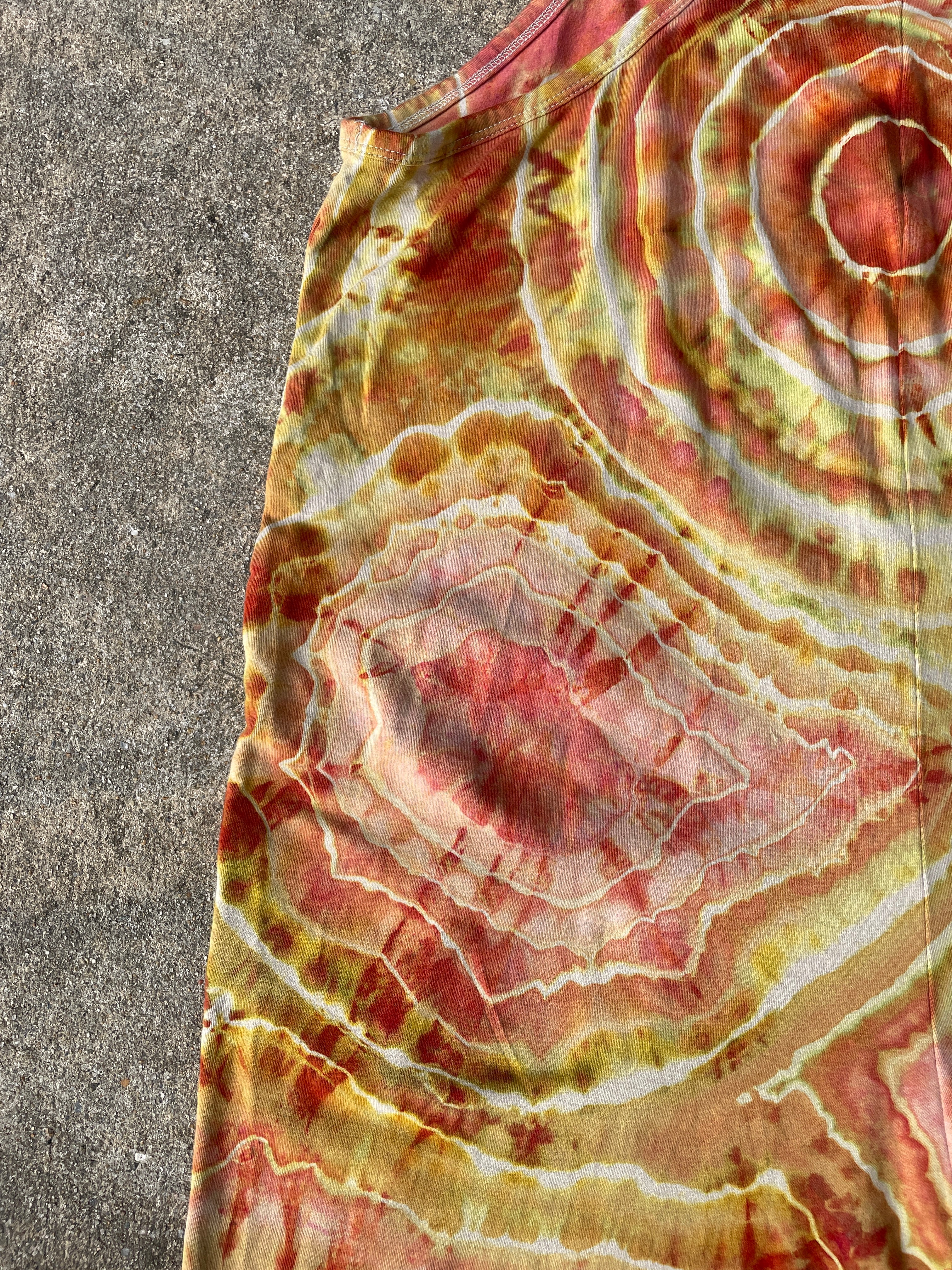 Desert Sun Tie Dye Jumpsuit | Women's Size Large/XL | Red, Orange, Yellow Geode Jumper