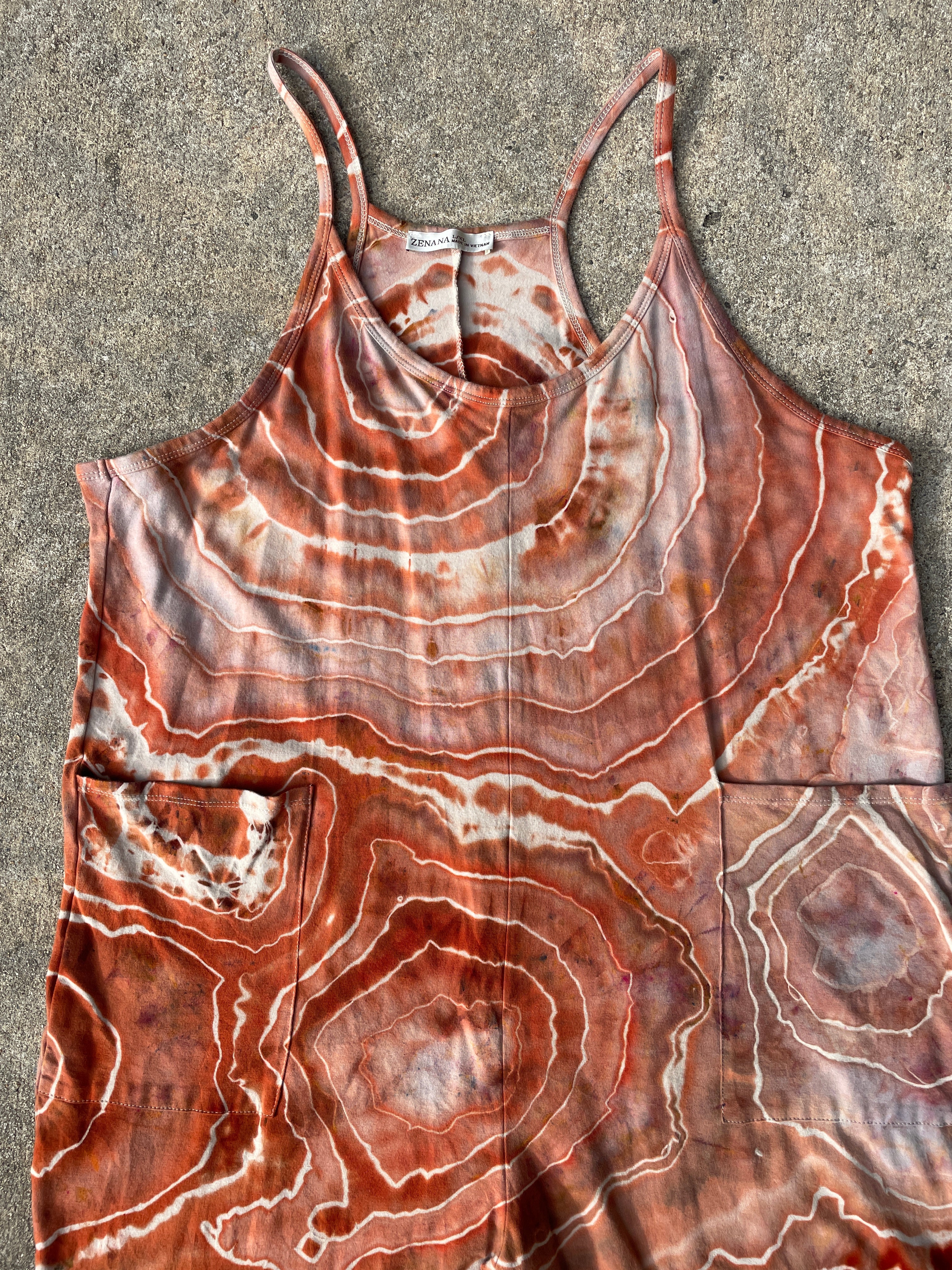 Sandstone Tie Dye Jumpsuit | Women's Size Large/XL | Terracotta Earth Tones Geode Jumper