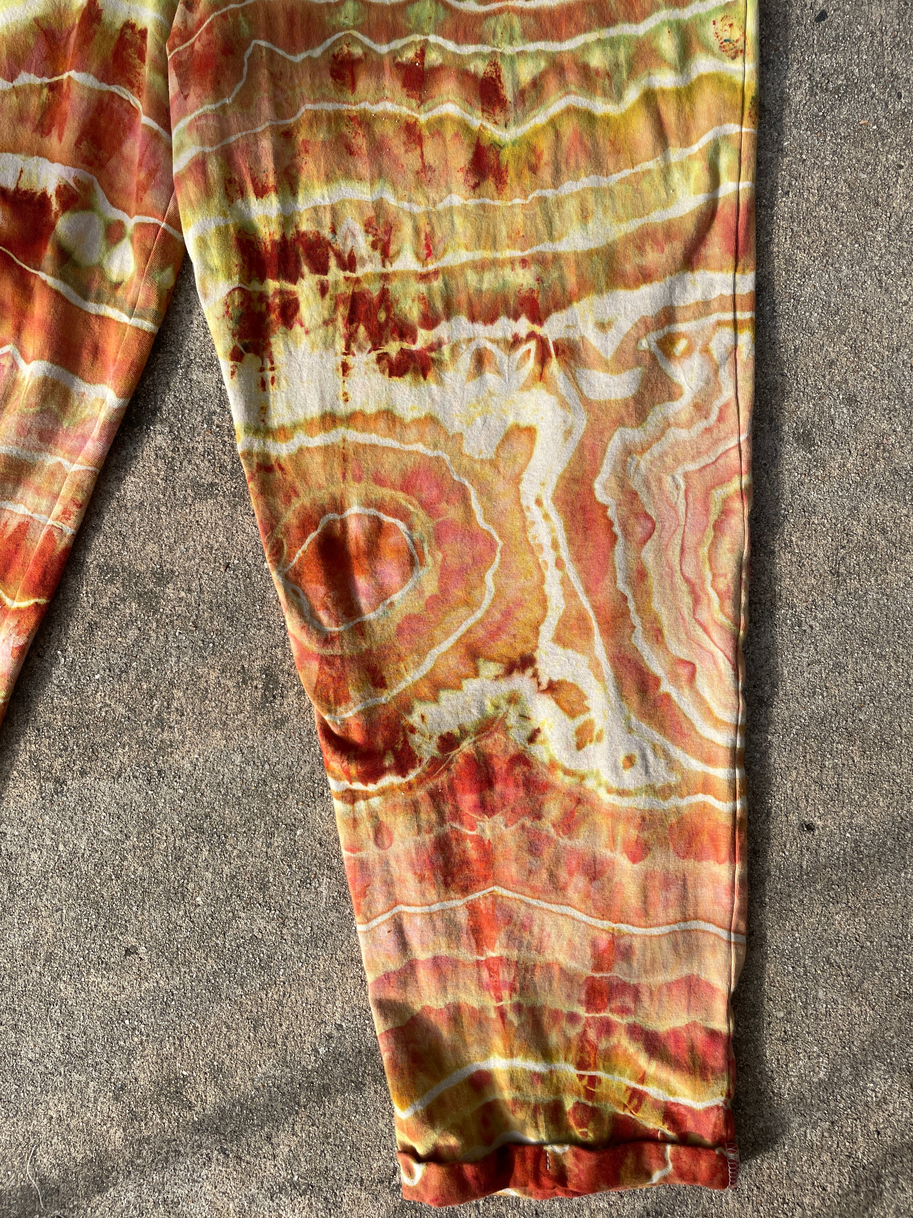 Desert Sun Tie Dye Jumpsuit | Women's Size Small/Medium | Red, Orange, Yellow Geode Jumper