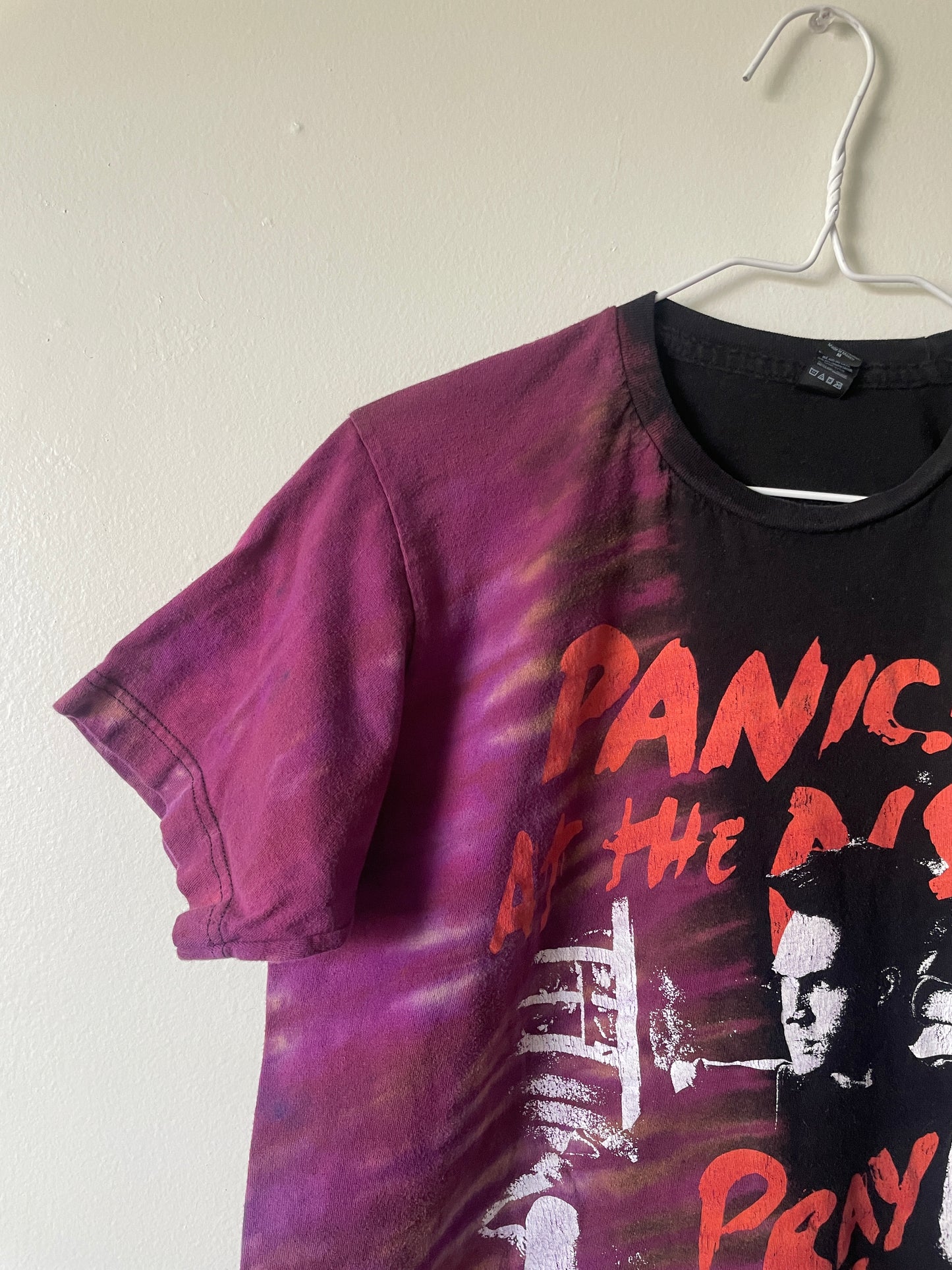 Panic! At the Disco Pray for the Wicked Handmade Tie Dye Short Sleeve T-Shirt | One-Of-a-Kind Upcycled Black and Pink Top | Men's Medium