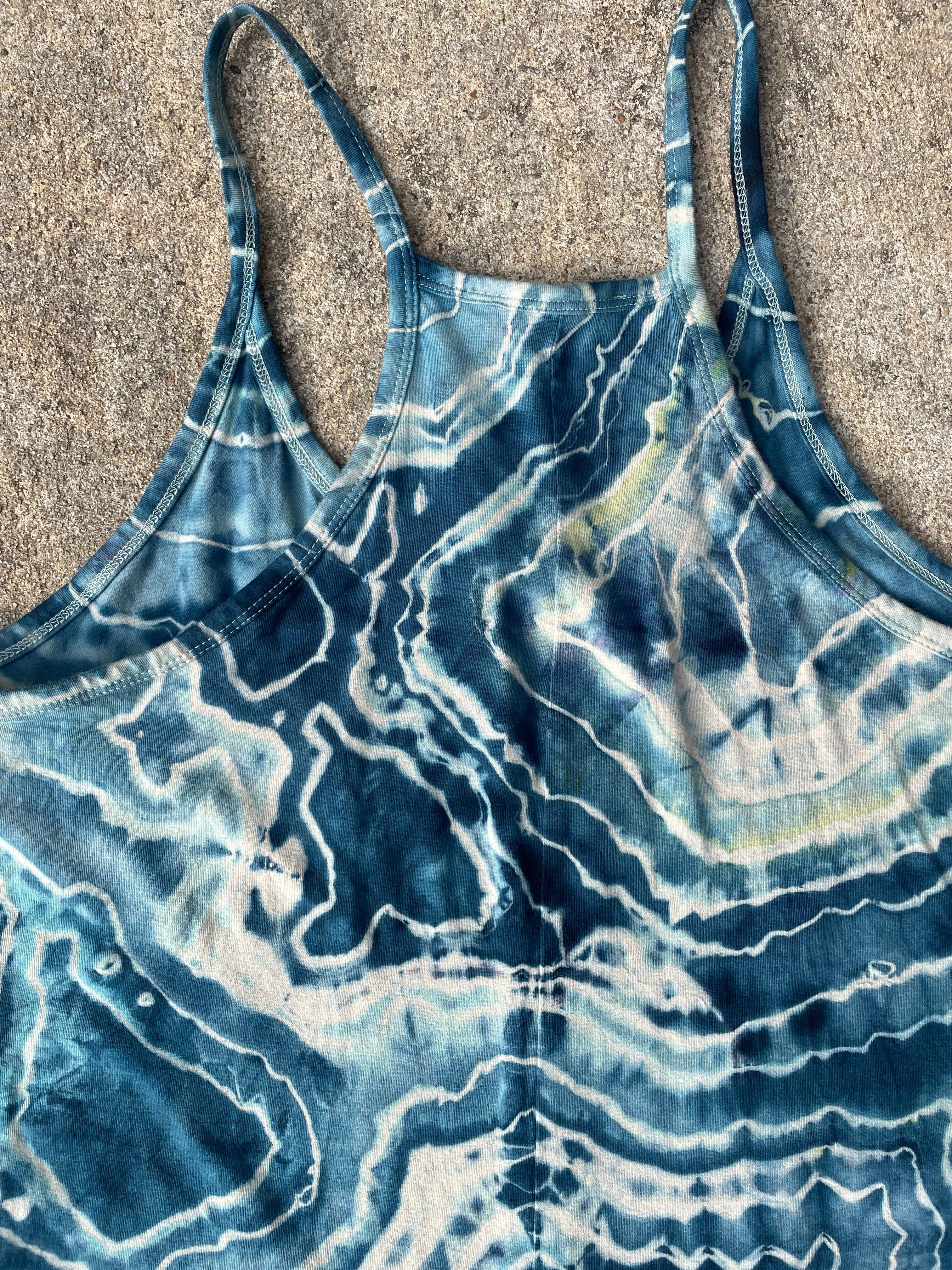 Blue Waves Tie Dye Jumpsuit | Women's Size Small/Medium | Blue and White Geode Jumper