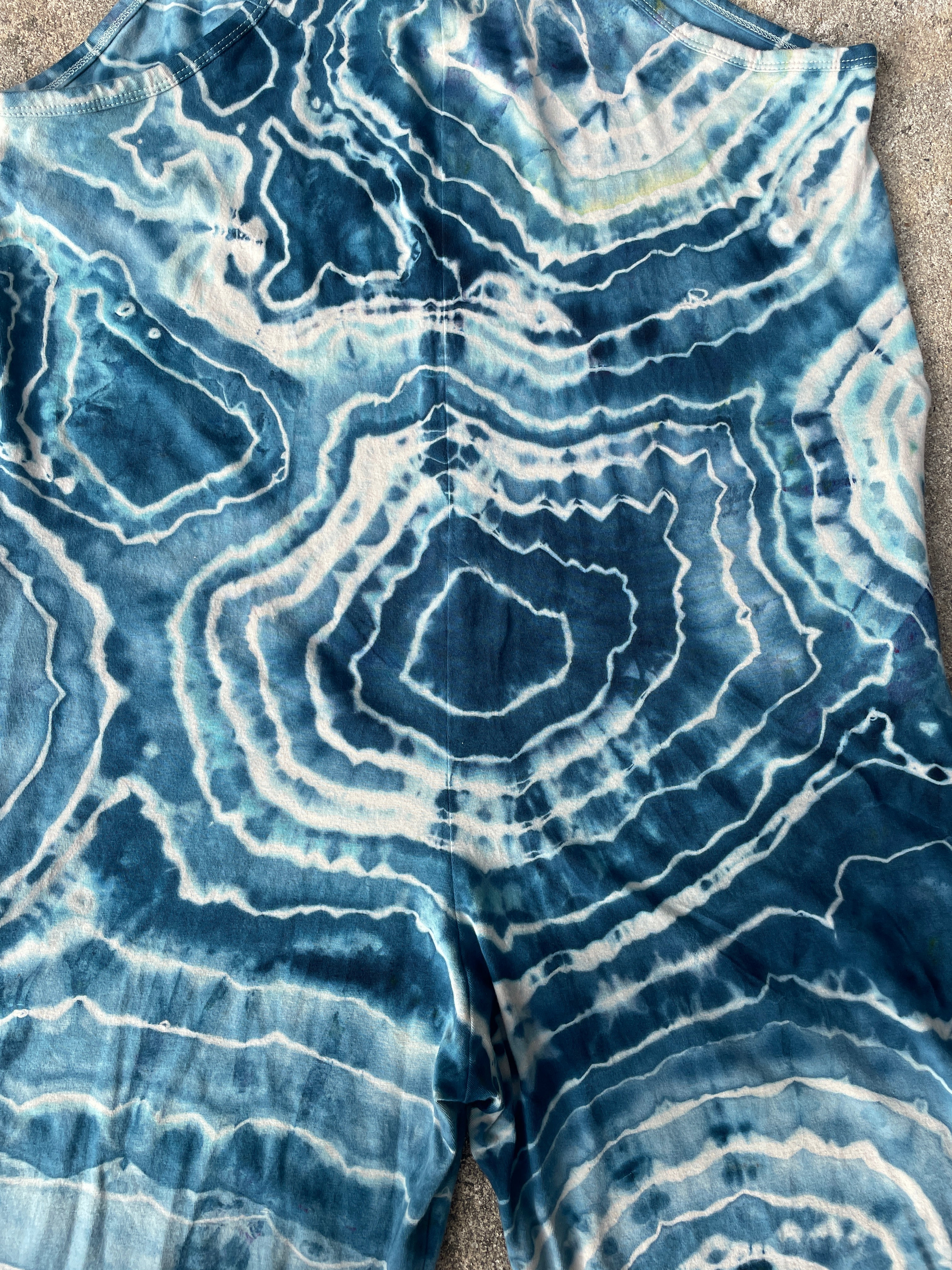 Blue Waves Tie Dye Jumpsuit | Women's Size Small/Medium | Blue and White Geode Jumper
