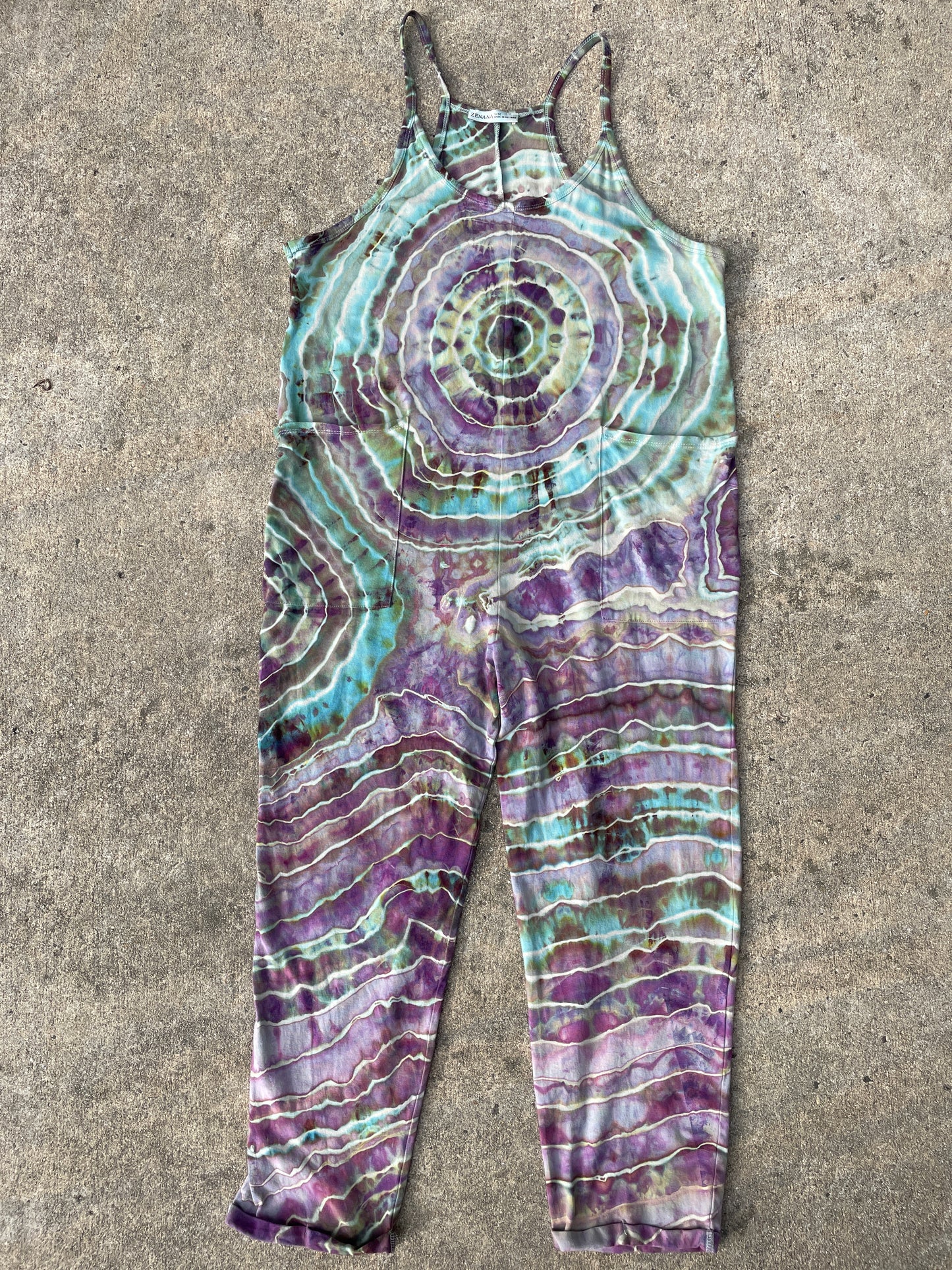 Mood Ring Tie Dye Jumpsuit | Women's Size Small/Medium | Purple and Blue Geode Jumper
