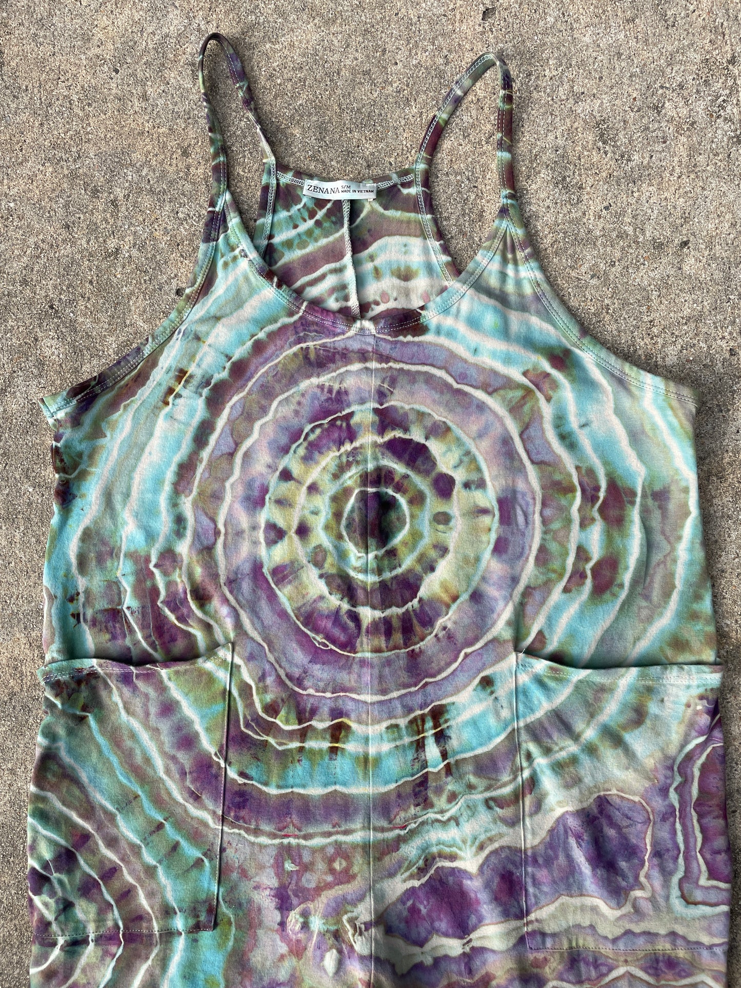 Mood Ring Tie Dye Jumpsuit | Women's Size Small/Medium | Purple and Blue Geode Jumper