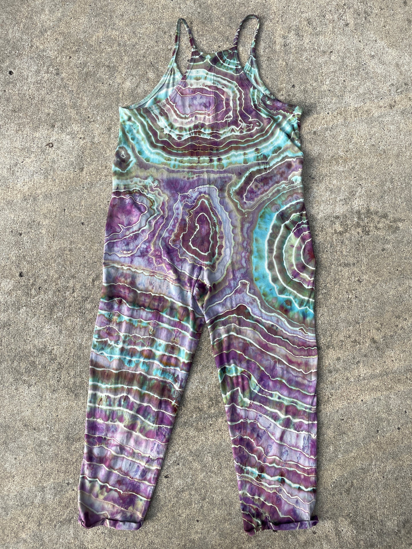 Mood Ring Tie Dye Jumpsuit | Women's Size Small/Medium | Purple and Blue Geode Jumper