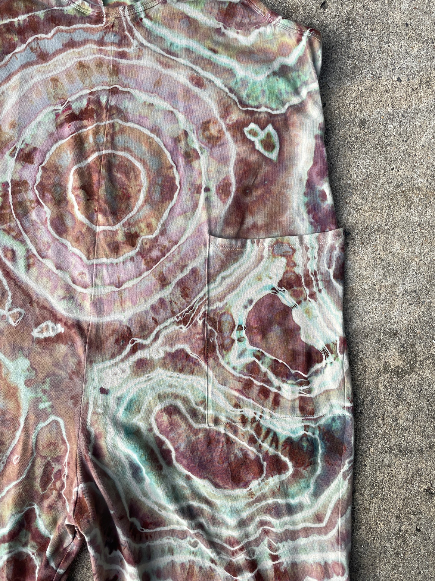 Mellow Mushroom Tie Dye Jumpsuit | Women's Size Small/Medium | Pink and Blue Geode Jumper