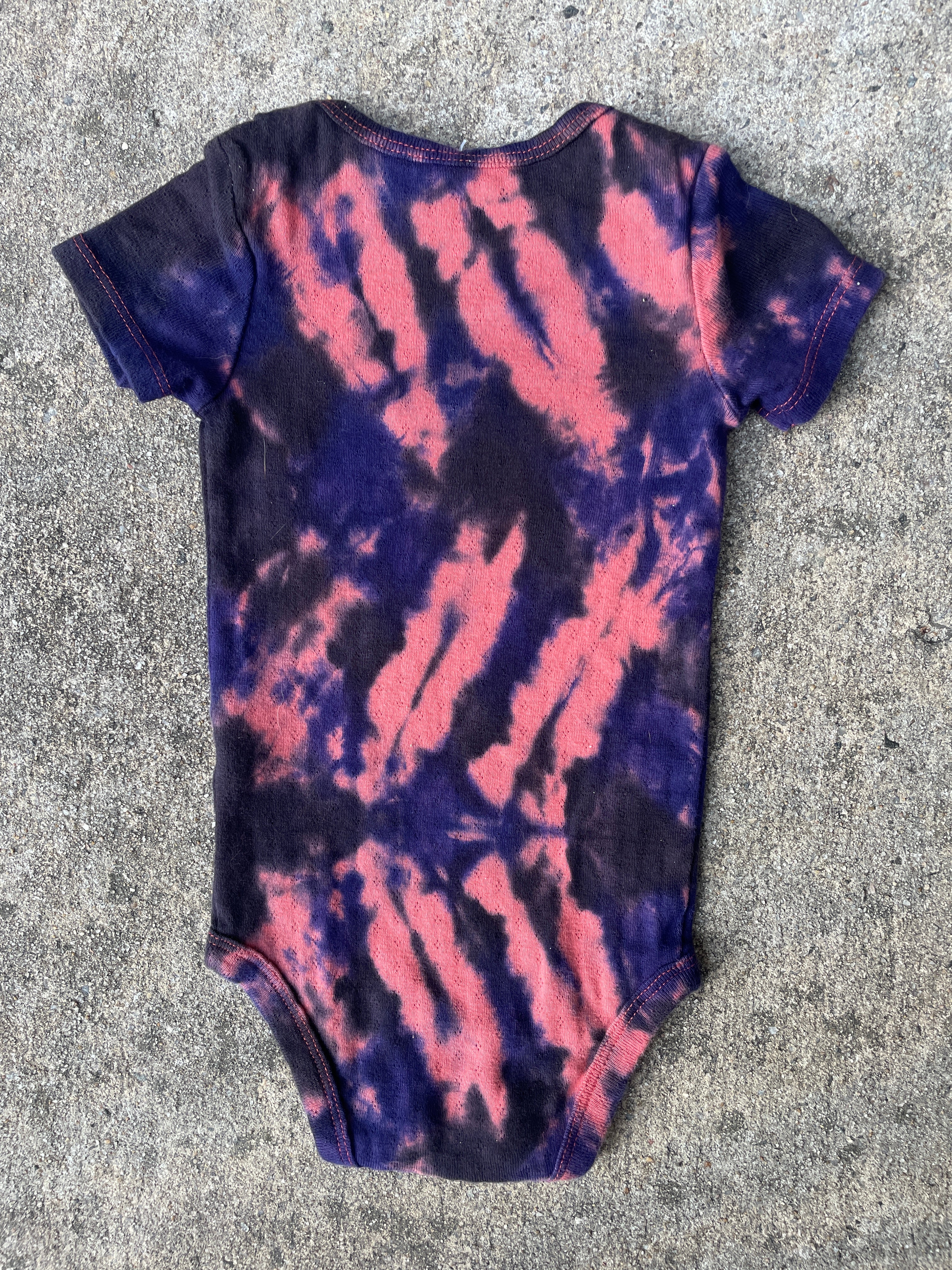 Largemouth Bass Pink & Black Tie Dye Baby Onesie | Size 12 MO