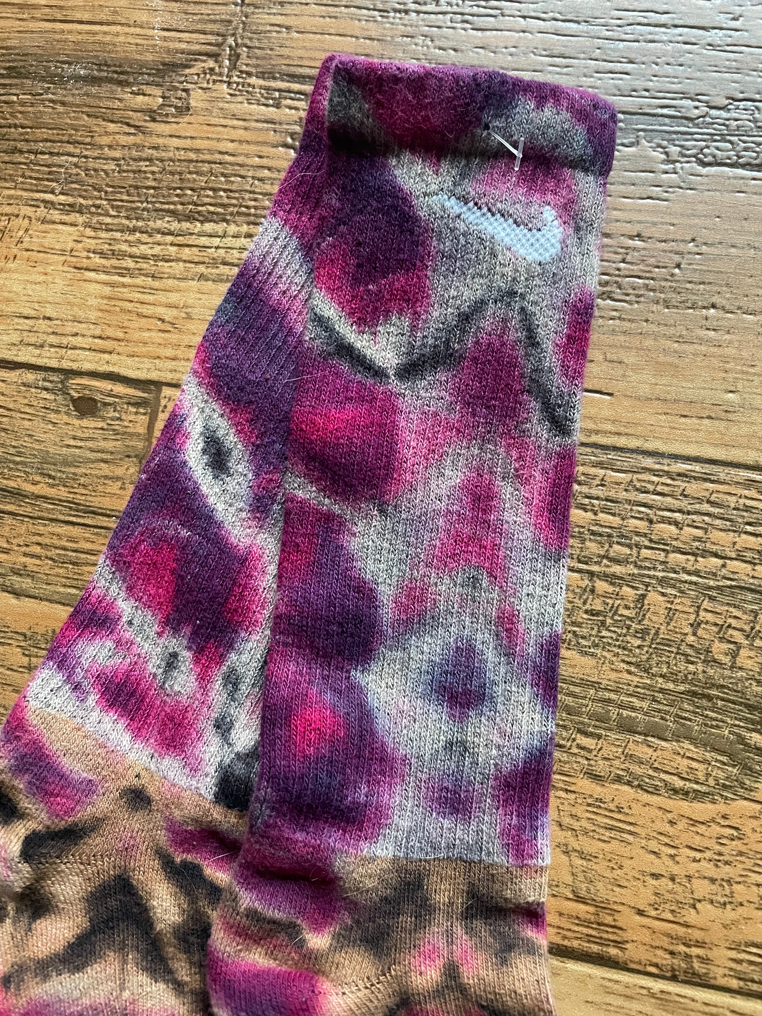 Purple and Black Acid Dye Socks | One-of-a-Kind Nike Dri-FIT Everyday Plus Training Socks | Size Large (Men's 9-12/Women's 10-13)