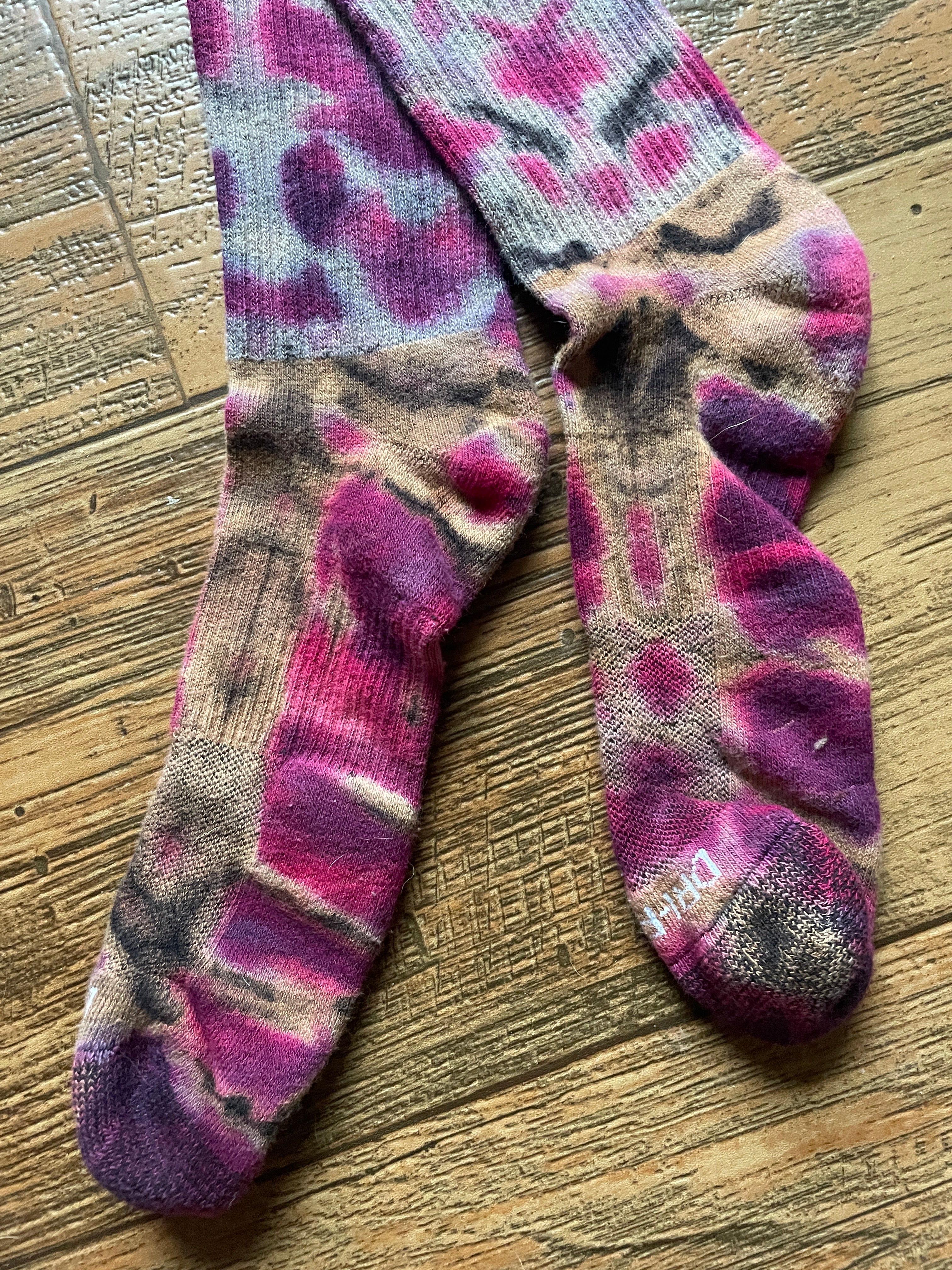 Purple and Black Acid Dye Socks | One-of-a-Kind Nike Dri-FIT Everyday Plus Training Socks | Size Large (Men's 9-12/Women's 10-13)