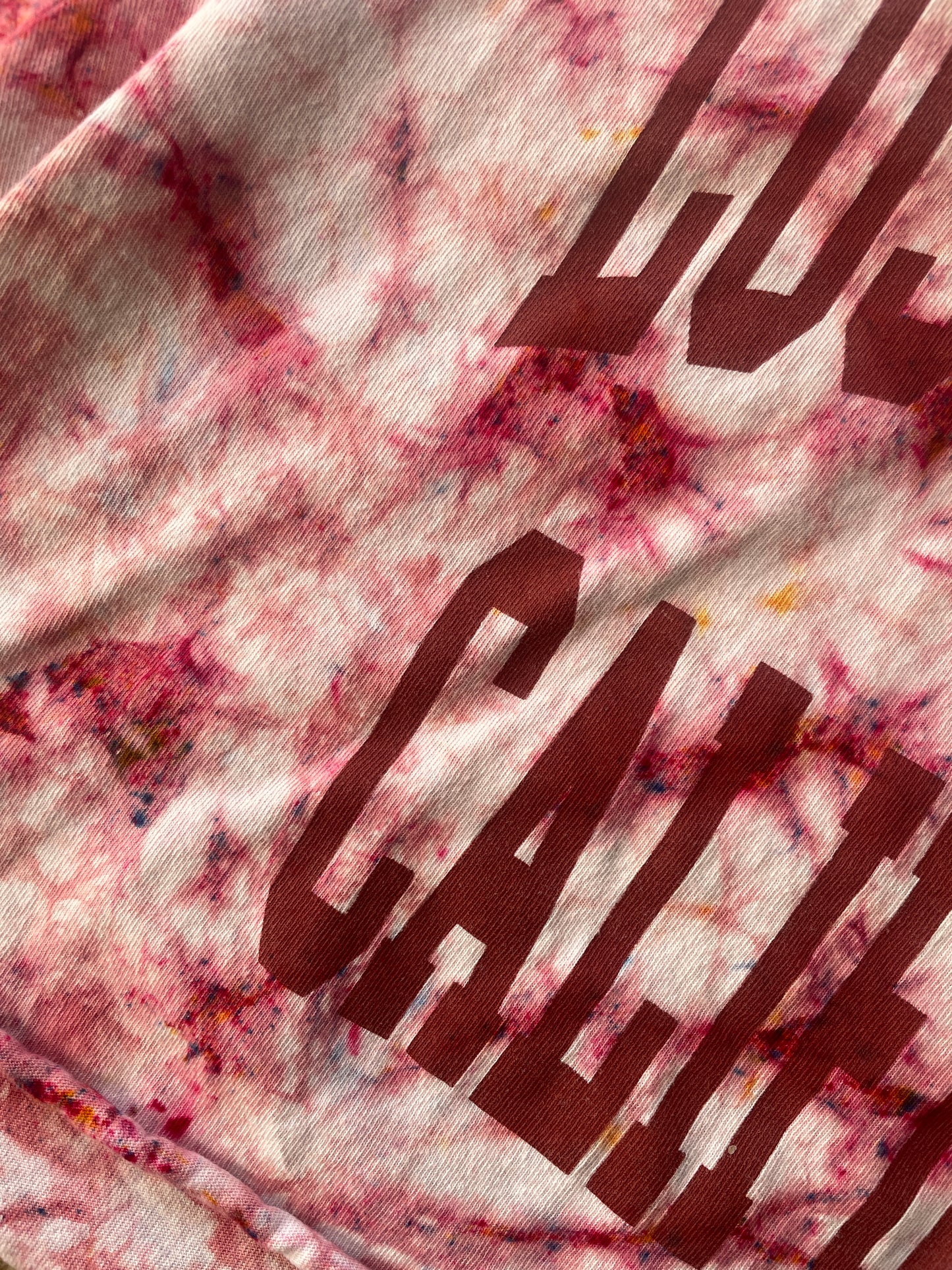 Medium Men’s Los Angeles, California Handmade Tie Dye Cropped T-Shirt | One-of-a-Kind John Galt Pink Funfetti Short Sleeve Crop Top