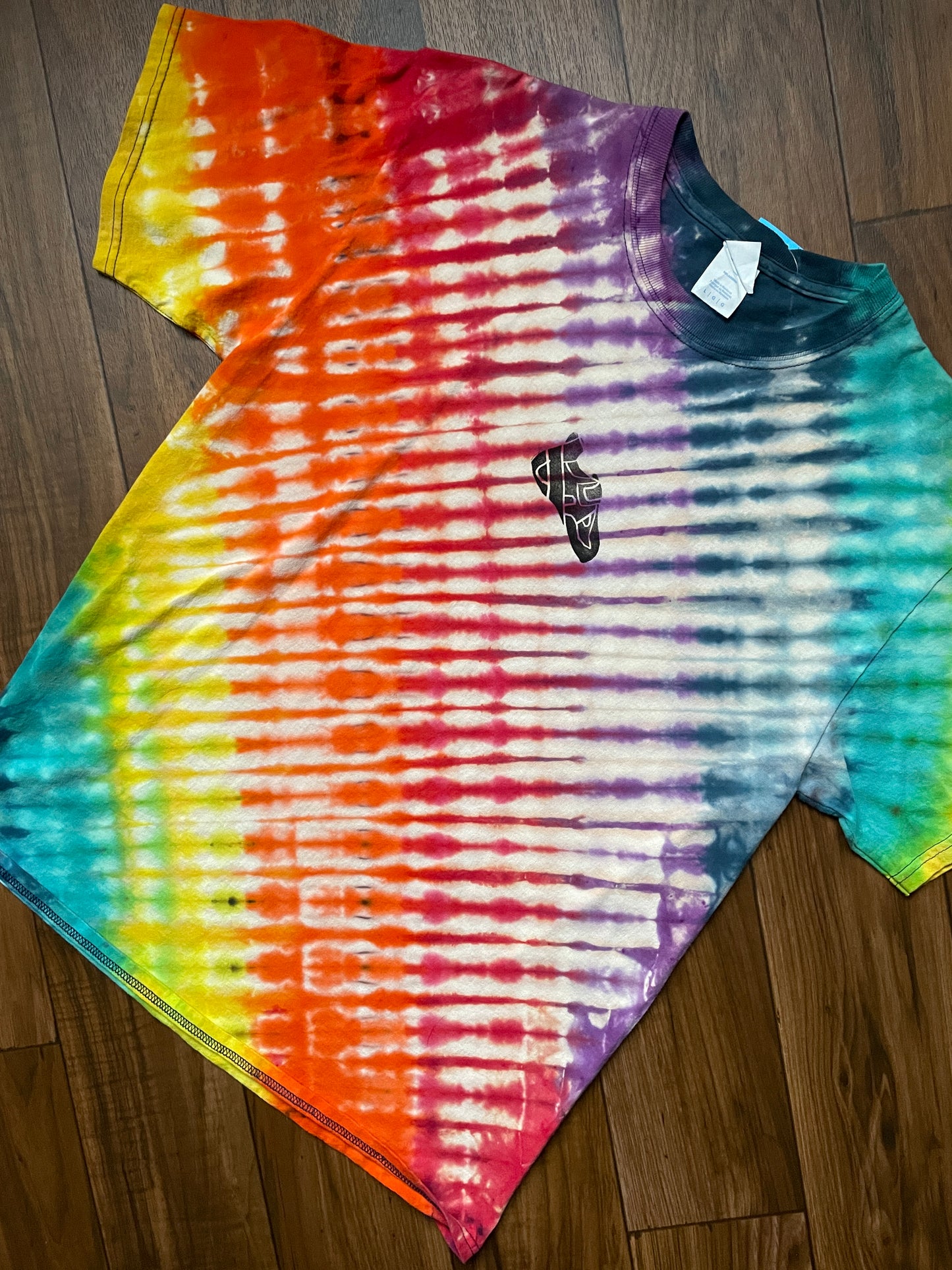 Men's Large Rainbow Climbing Carabiner Tie Dye Short Sleeve T-Shirt