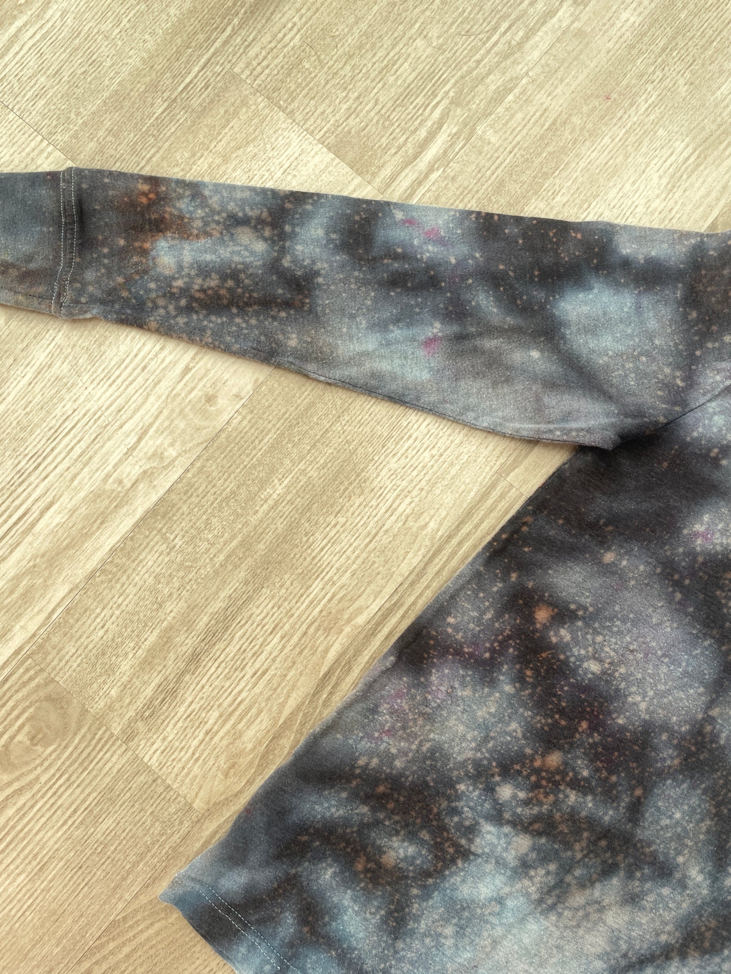 LARGE Youth Boys Hurley Handmade Galaxy Tie Dye Short Long Sleeve T-Shirt | One-Of-a-Kind Upcycled Black and Gray Ice Dye Top