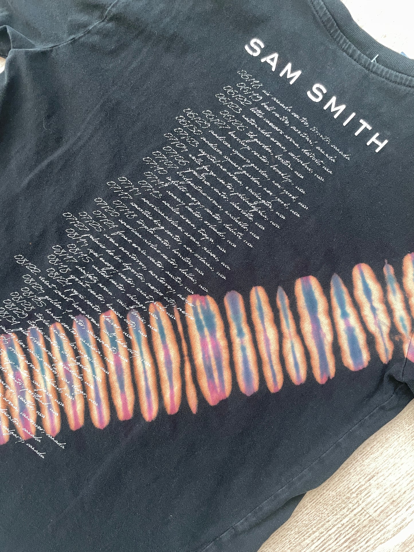 SMALL Men's Sam Smith Handmade Reverse Tie Dye Short Sleeve T-Shirt | One-Of-a-Kind Upcycled Black, Blue, and Purple Pleated Top